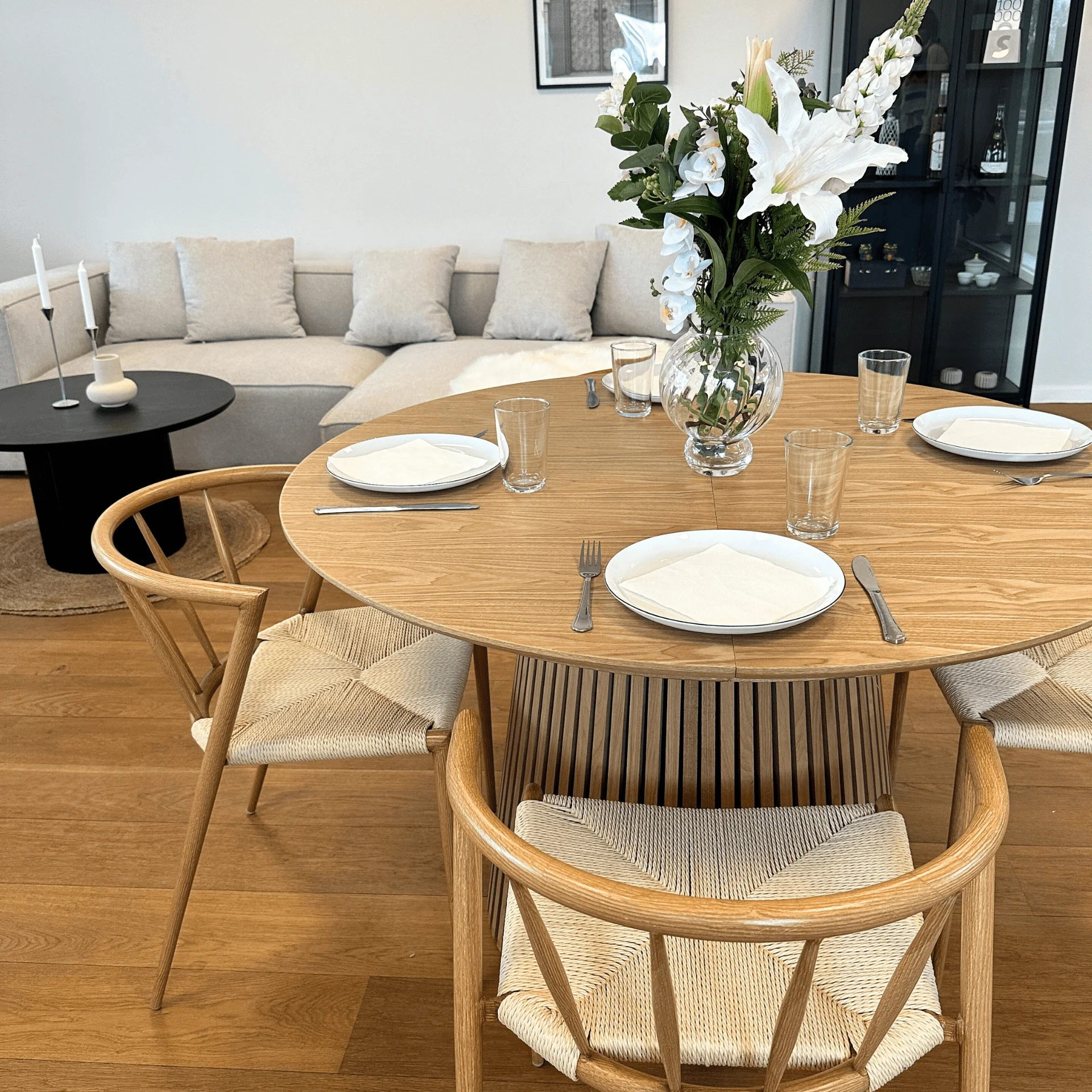 Bella sedia da pranzo - Effetto rovere con seduta in vimini - Image 10
