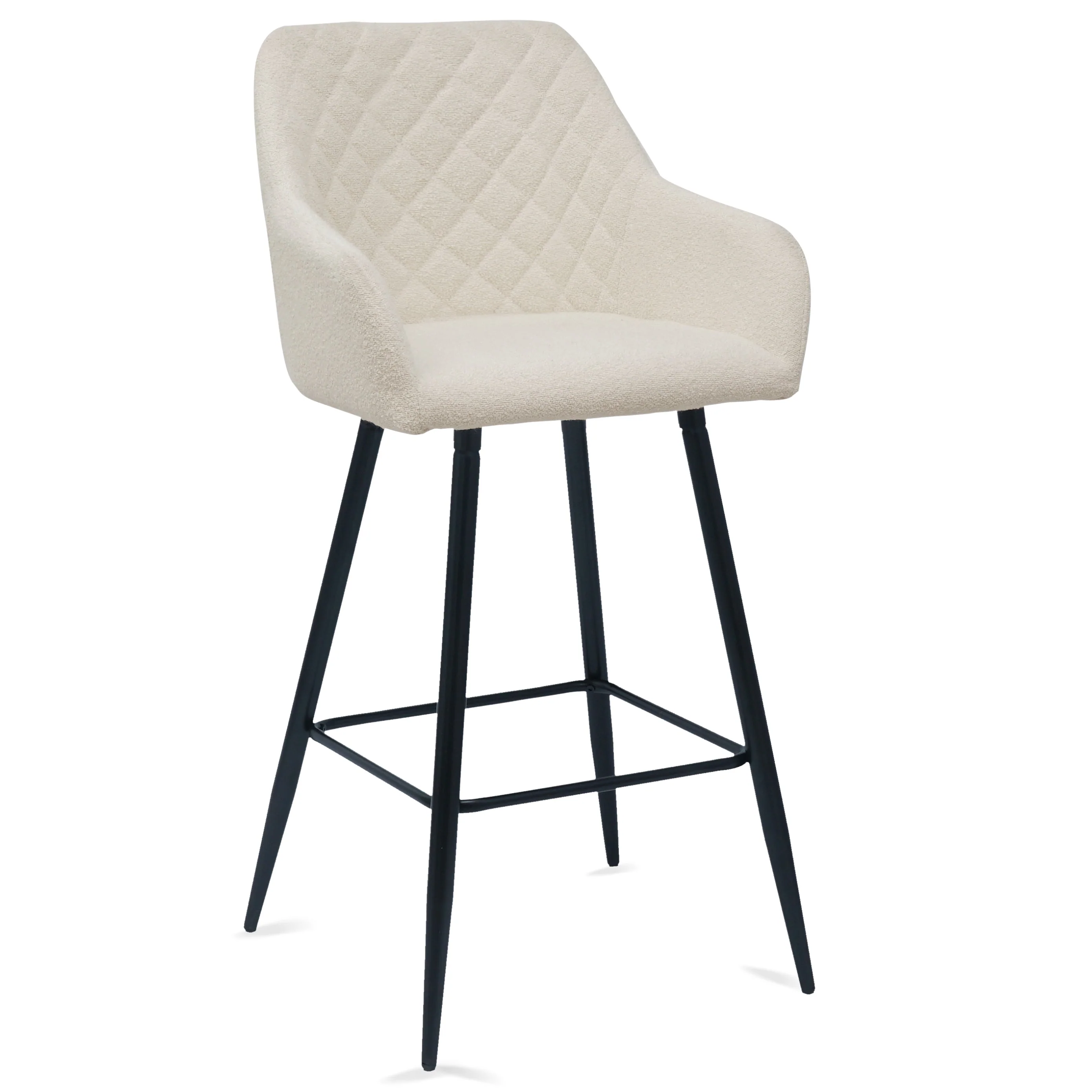 Carlo sgabello - Bouclé bianco con braccioli 65 cm