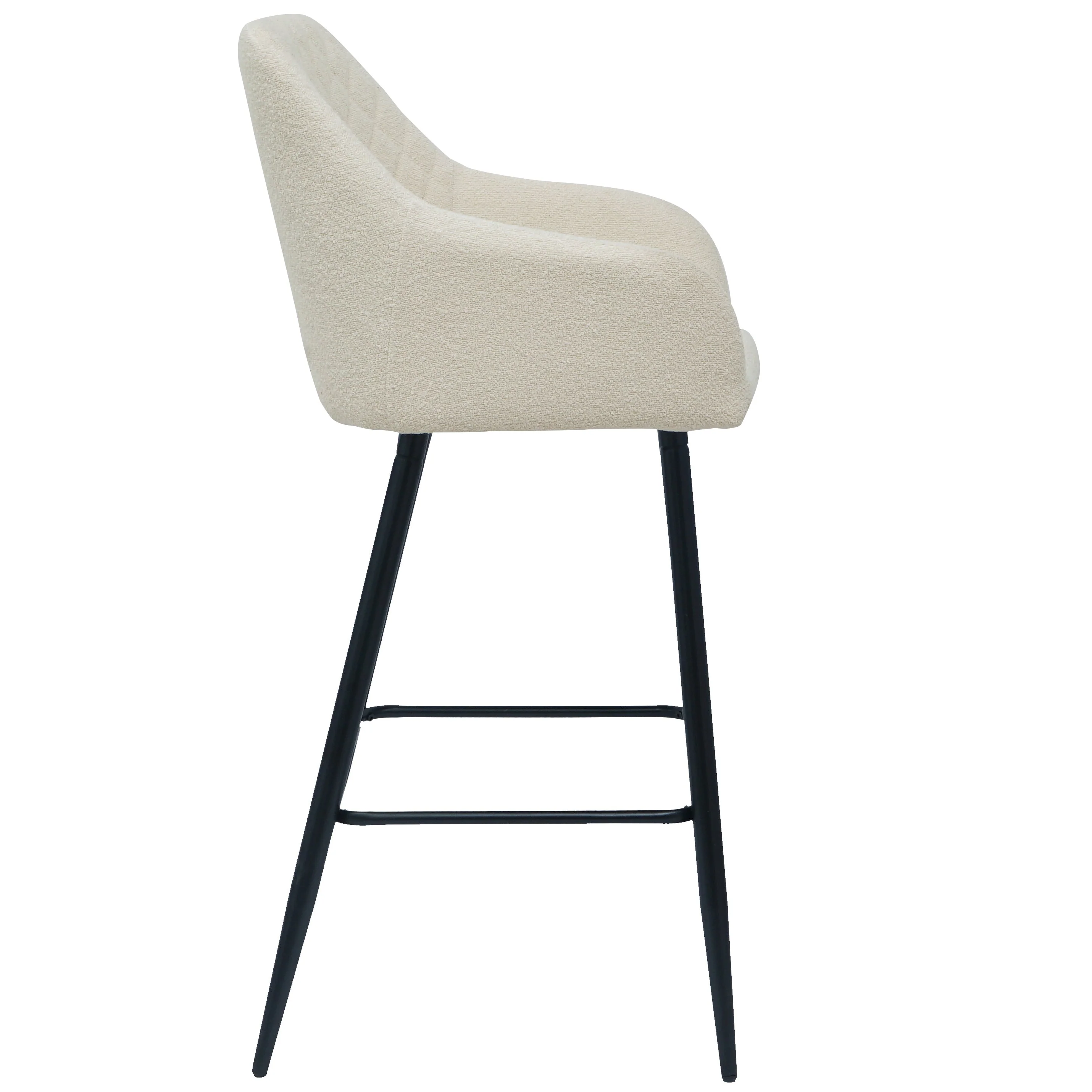 Carlo sgabello - Bouclé bianco con braccioli 65 cm - Image 2