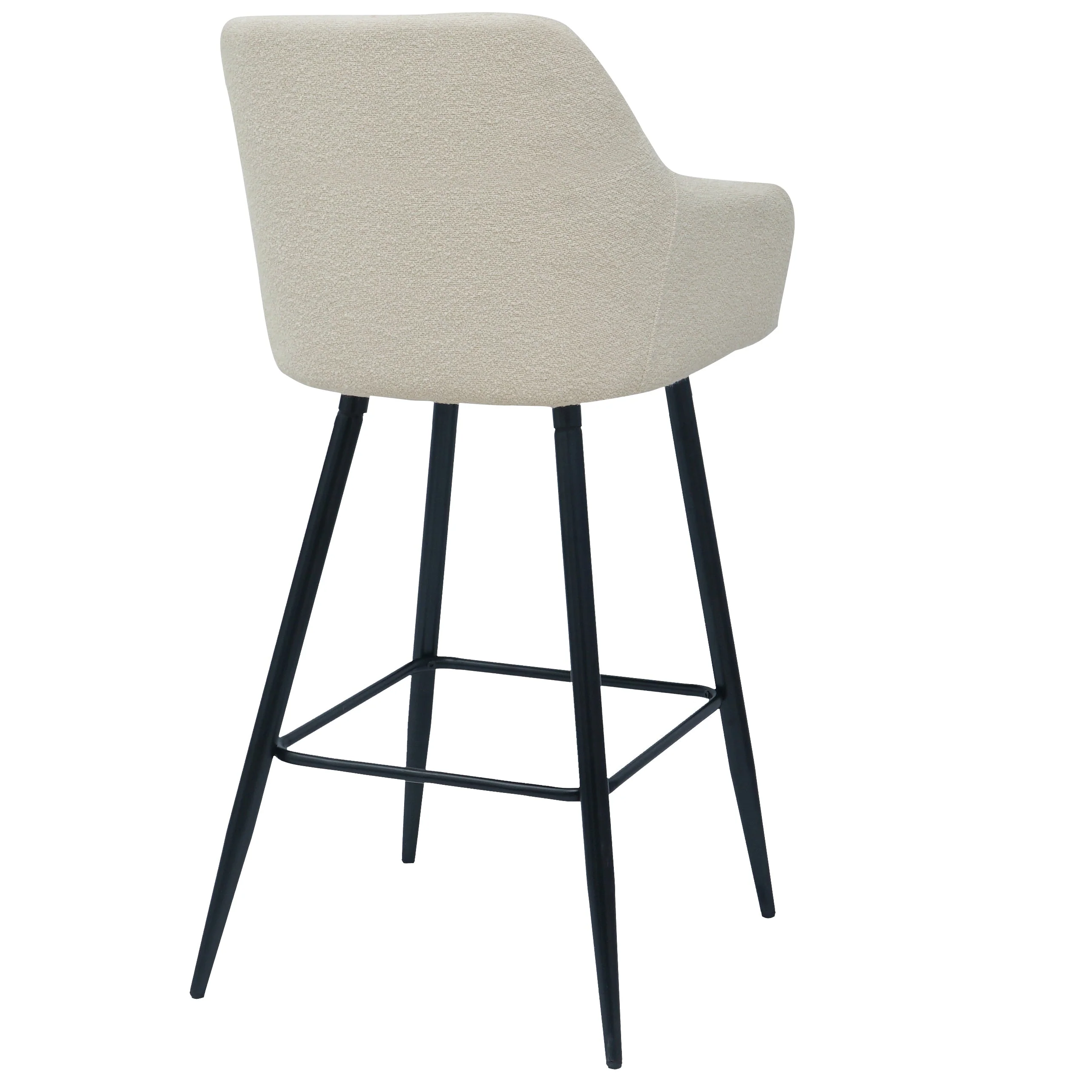 Carlo sgabello - Bouclé bianco con braccioli 65 cm - Image 4