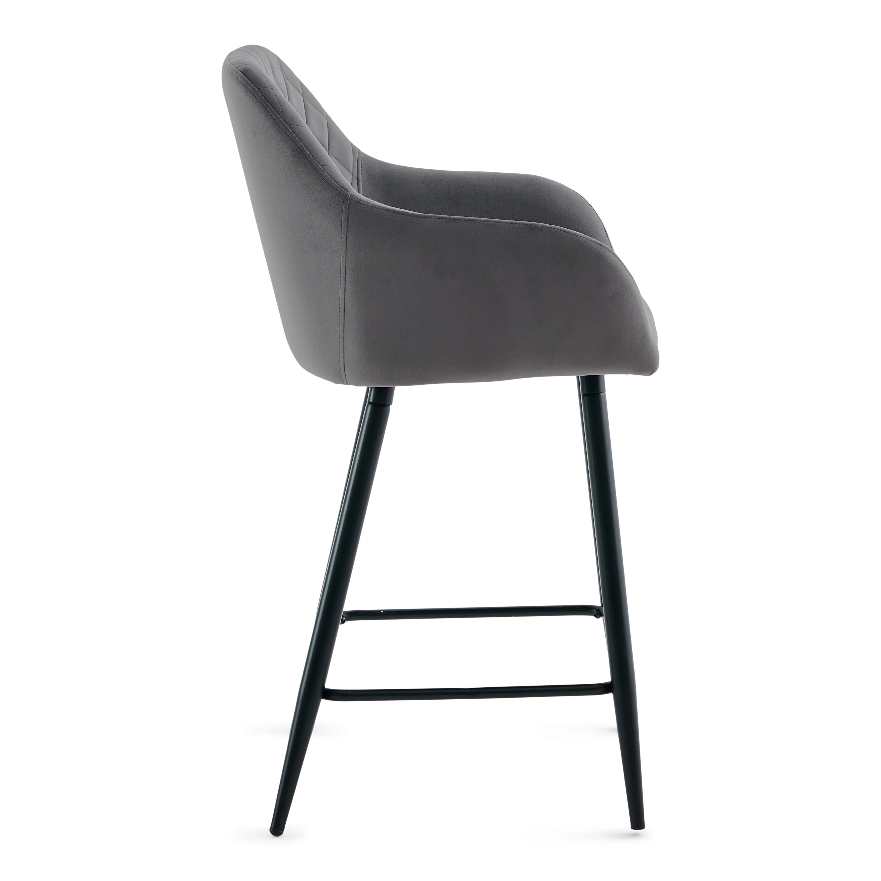 Carlo - sgabello da bar in velluto grigio con braccioli 65 cm - Image 4