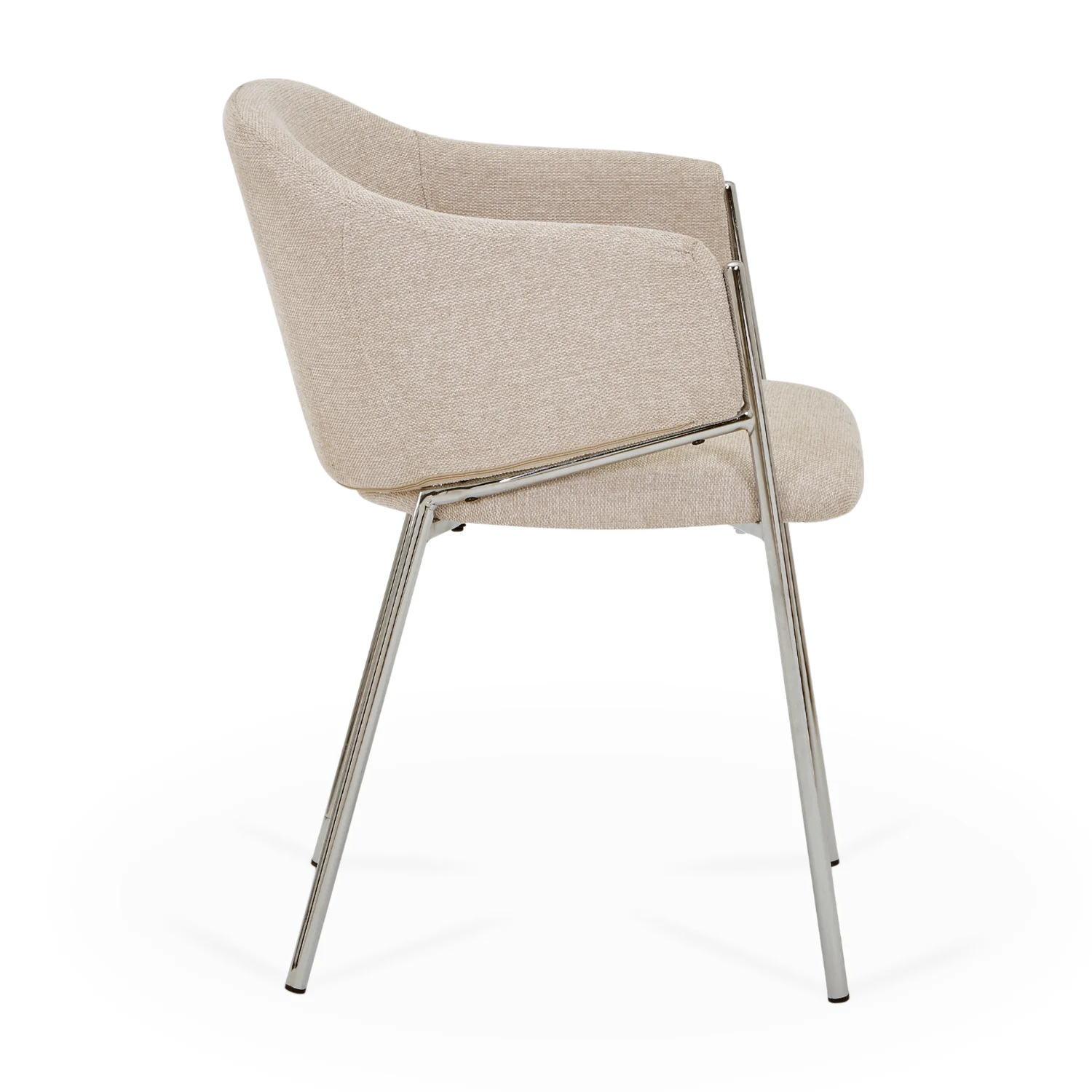 Carolina sedia da pranzo in bouclé beige con gambe chrome - Image 9