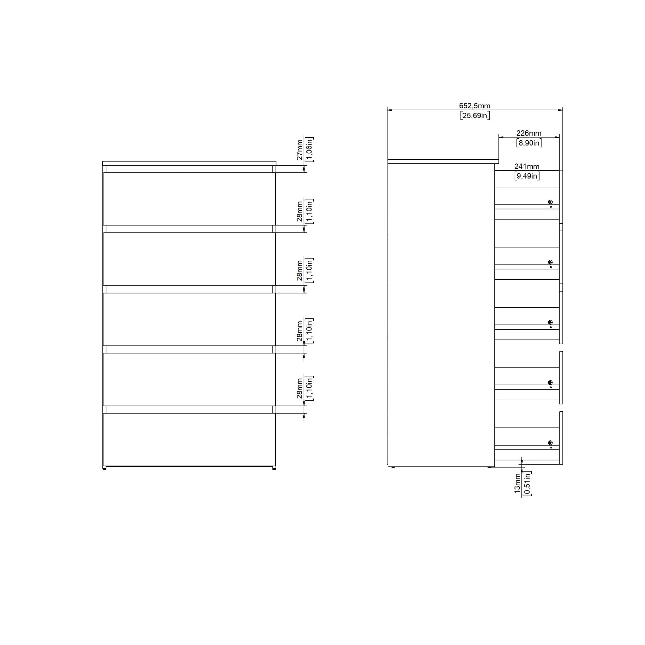 Maise cassettiera H:114 x L:65 x P:41 cm con 5 cassetti in look rovere fumé - Image 9
