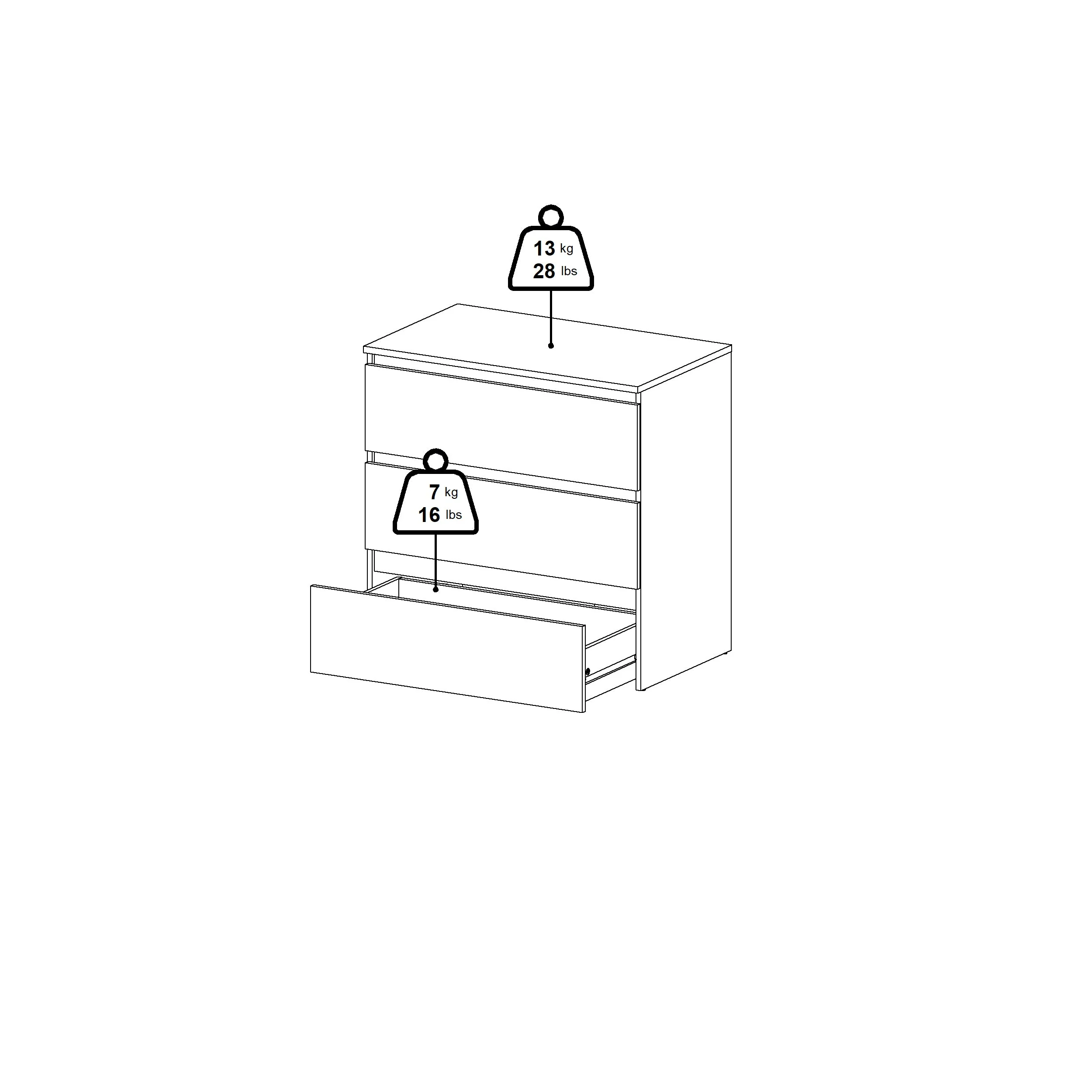 Maise cassettiera H:70 x L:70 x P:41 cm con 3 cassetti in look rovere fumé - Image 8