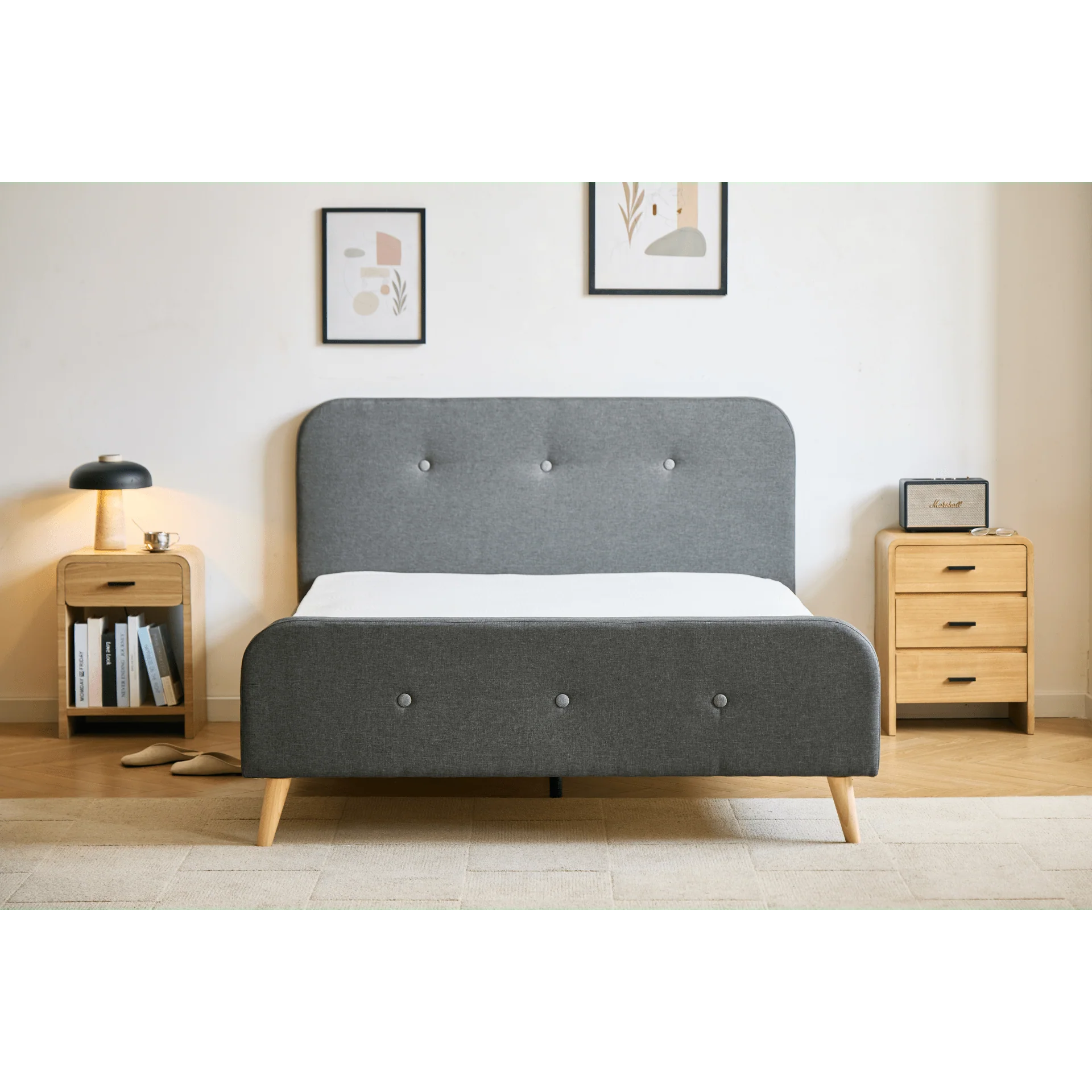 Letto cristiano grigio 140x200 cm con doghe e materassi inclusi - Image 5