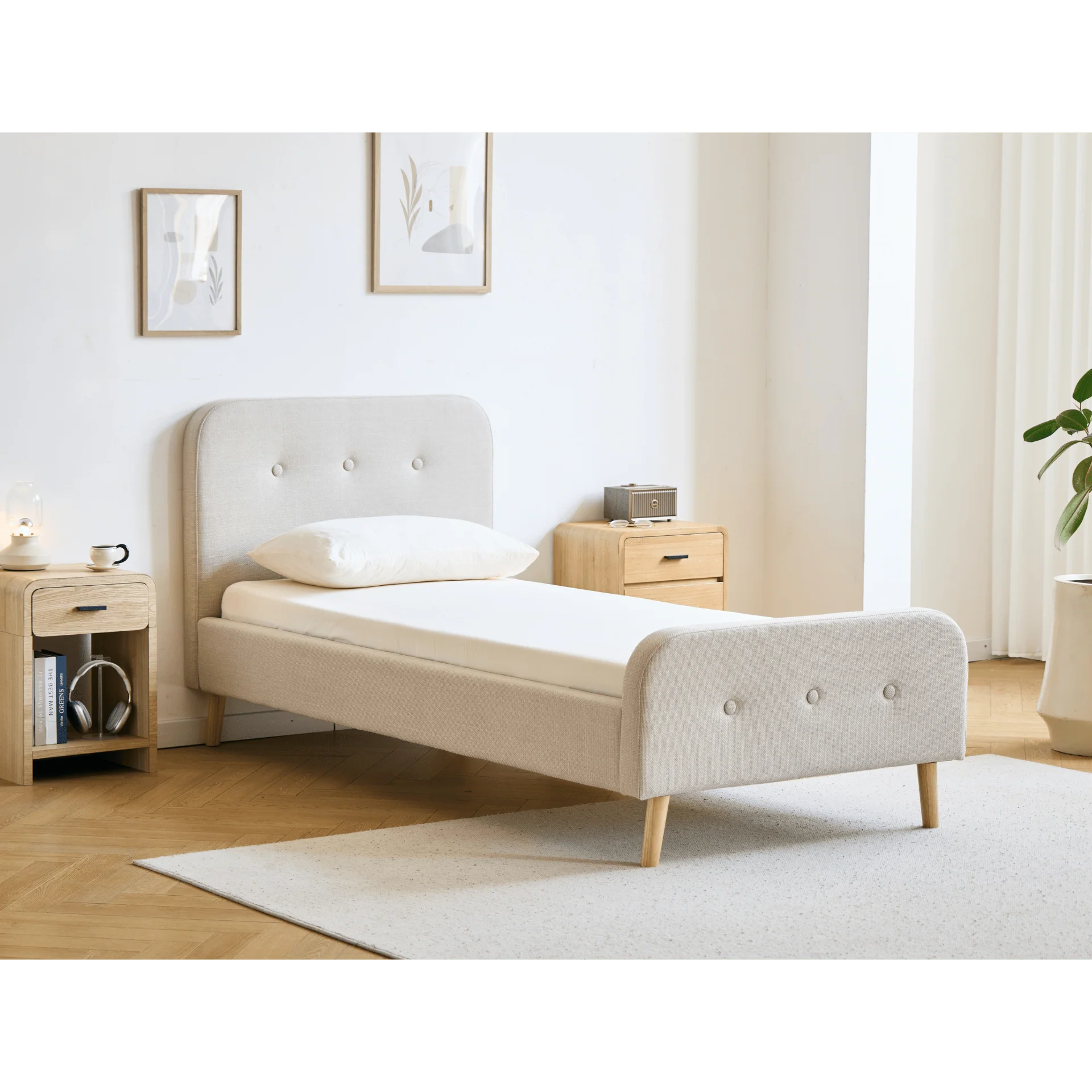 Struttura letto Christian in beige 90x200 cm - Image 3