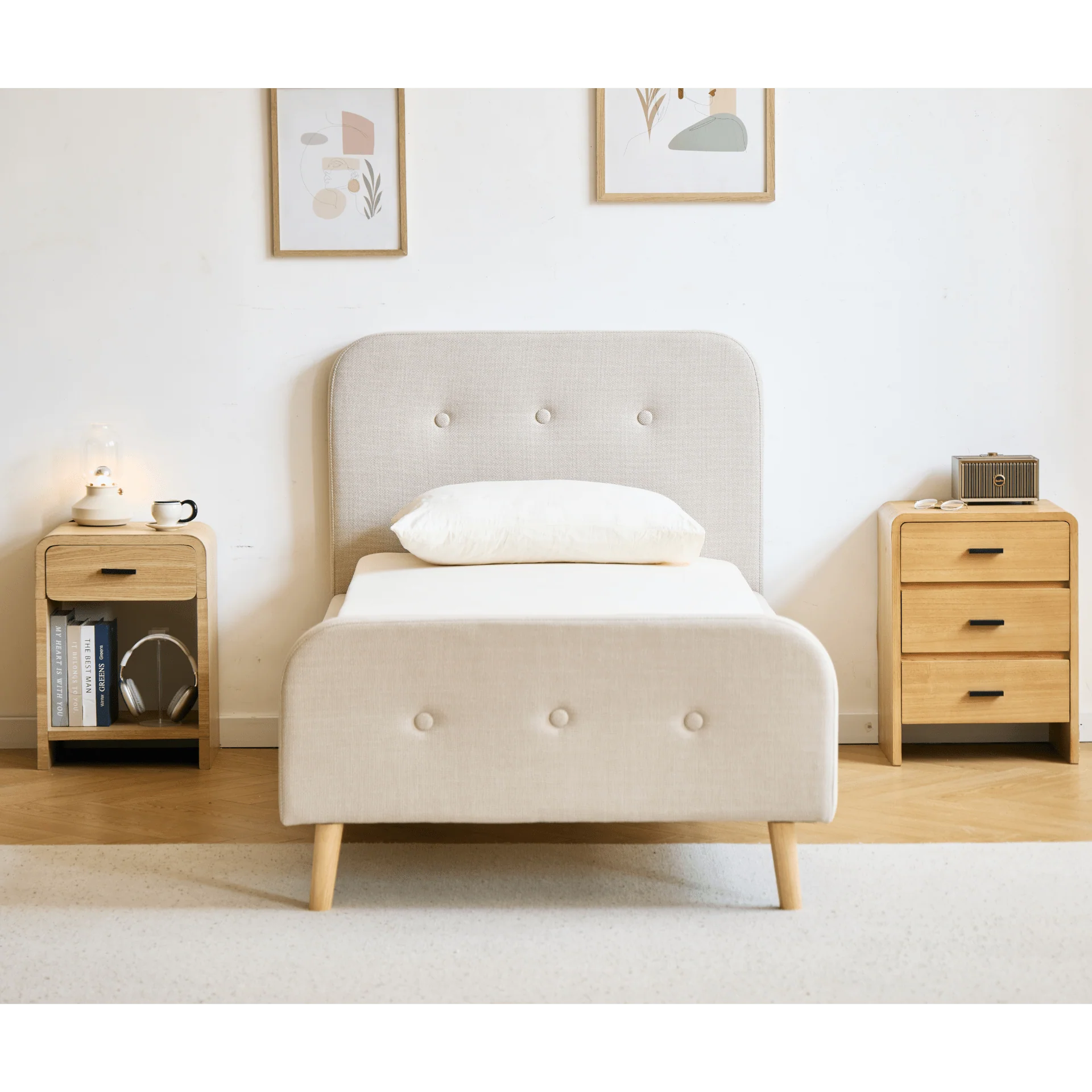 Struttura letto Christian in beige 90x200 cm - Image 4