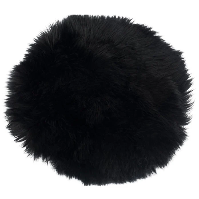 Cuscino in vera pelle di agnello - Nero Ø 40 cm