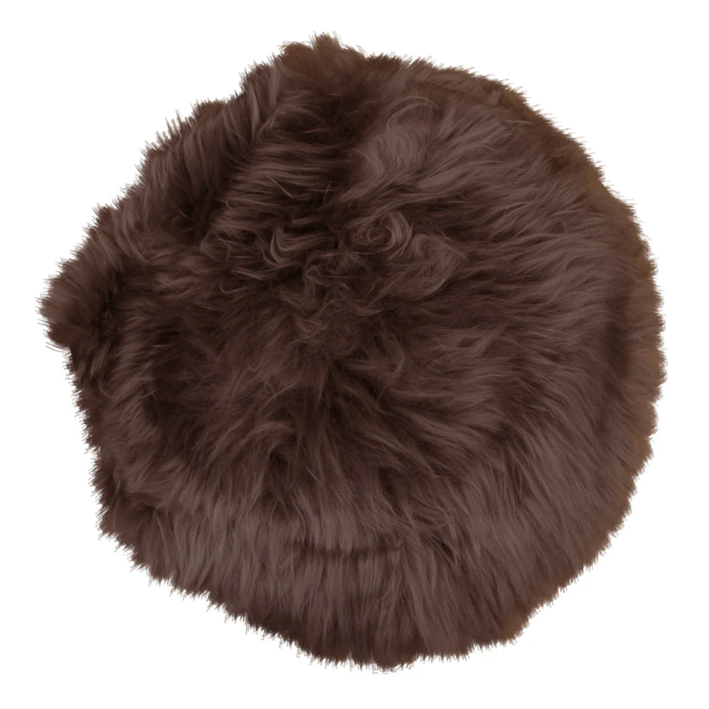 Cuscino in vera pelle di pecora - Marrone Ø35 cm
