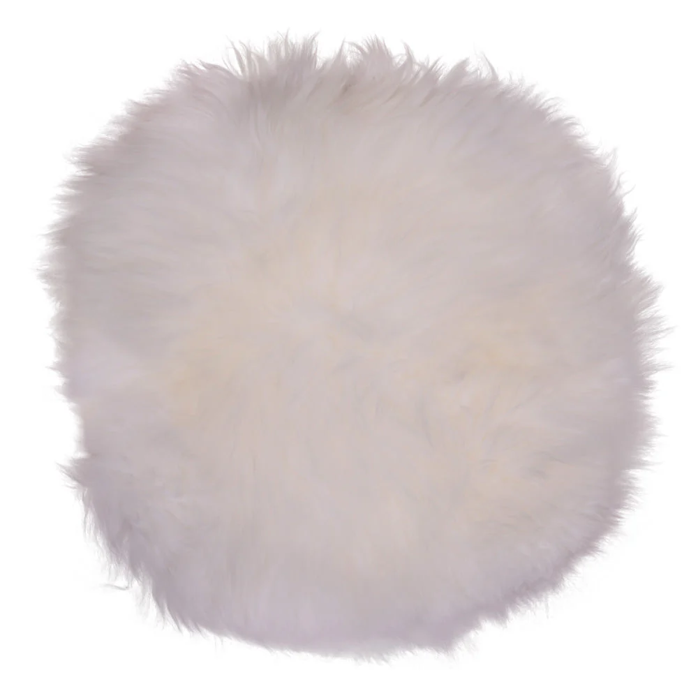 Cuscino tondo in similpelle con pelle di pecora bianca Ø35 cm