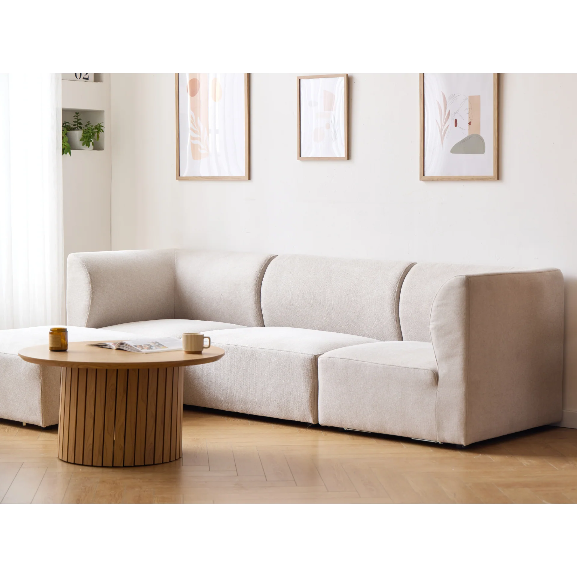 Emilia divano modulare in beige con 3 moduli L: 243 x P: 79 cm x H: 72 cm - Image 2
