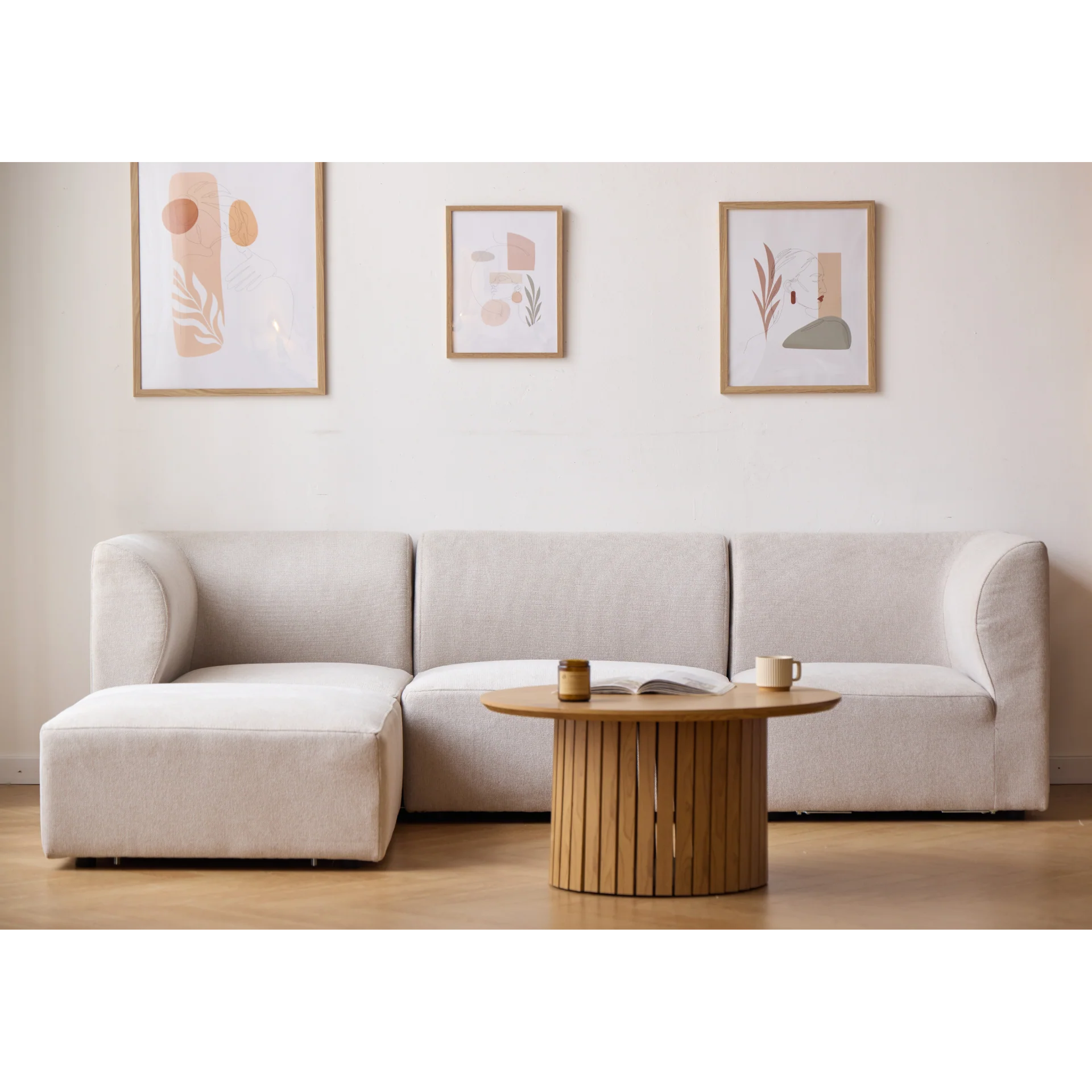 Emilia divano modulare in beige con 4 moduli e chaise longue destra e sinistra L: 328 x P: 158 x H: 72 cm - Image 2