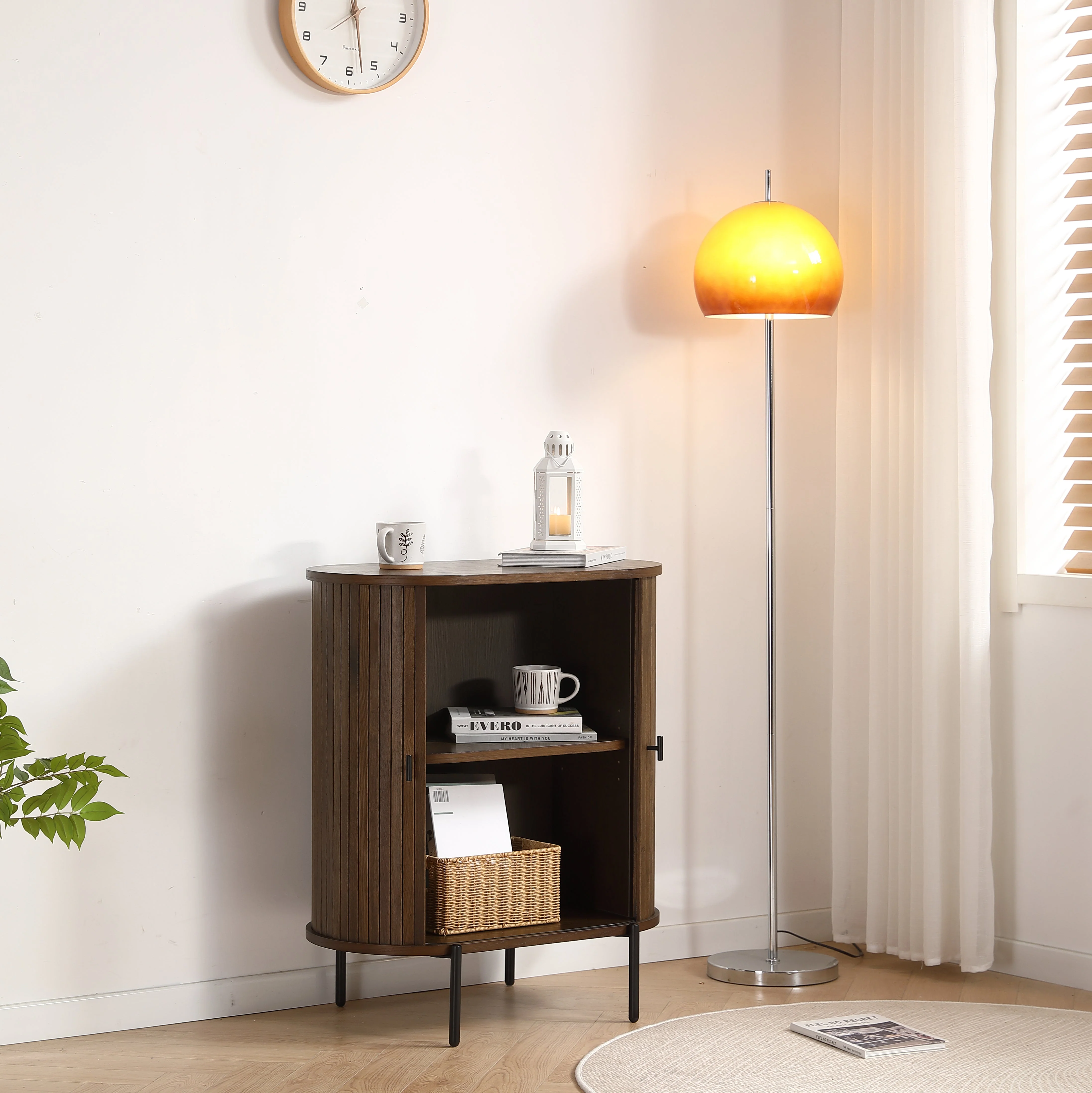Florence - Mobile a persiana con doghe in rovere affumicato 70x40x85 cm - Image 3