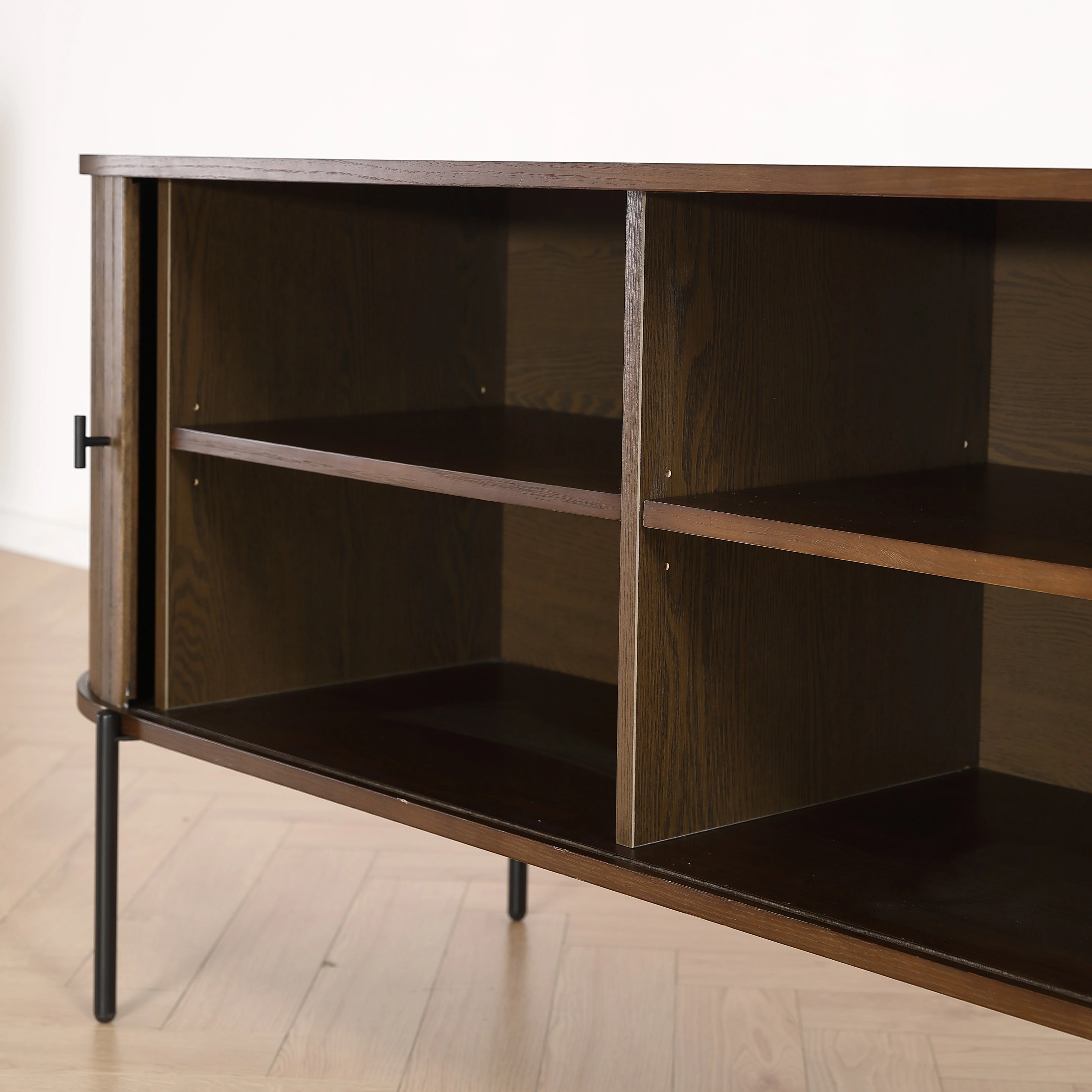 Florence mobile porta TV con lamelle in rovere affumicato 160x45x75 cm - Image 4
