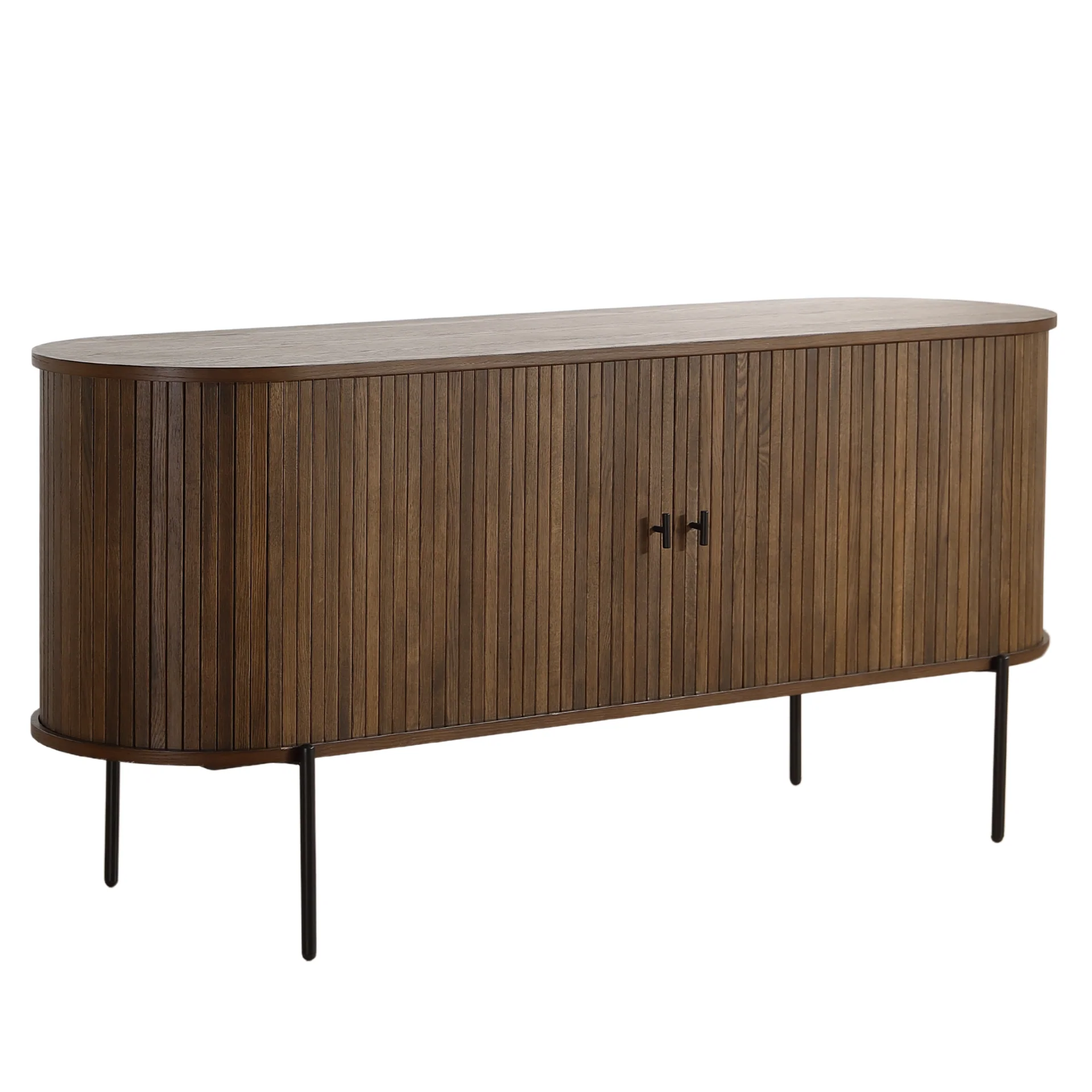 Florence mobile porta TV con lamelle in rovere affumicato 160x45x75 cm - Image 6