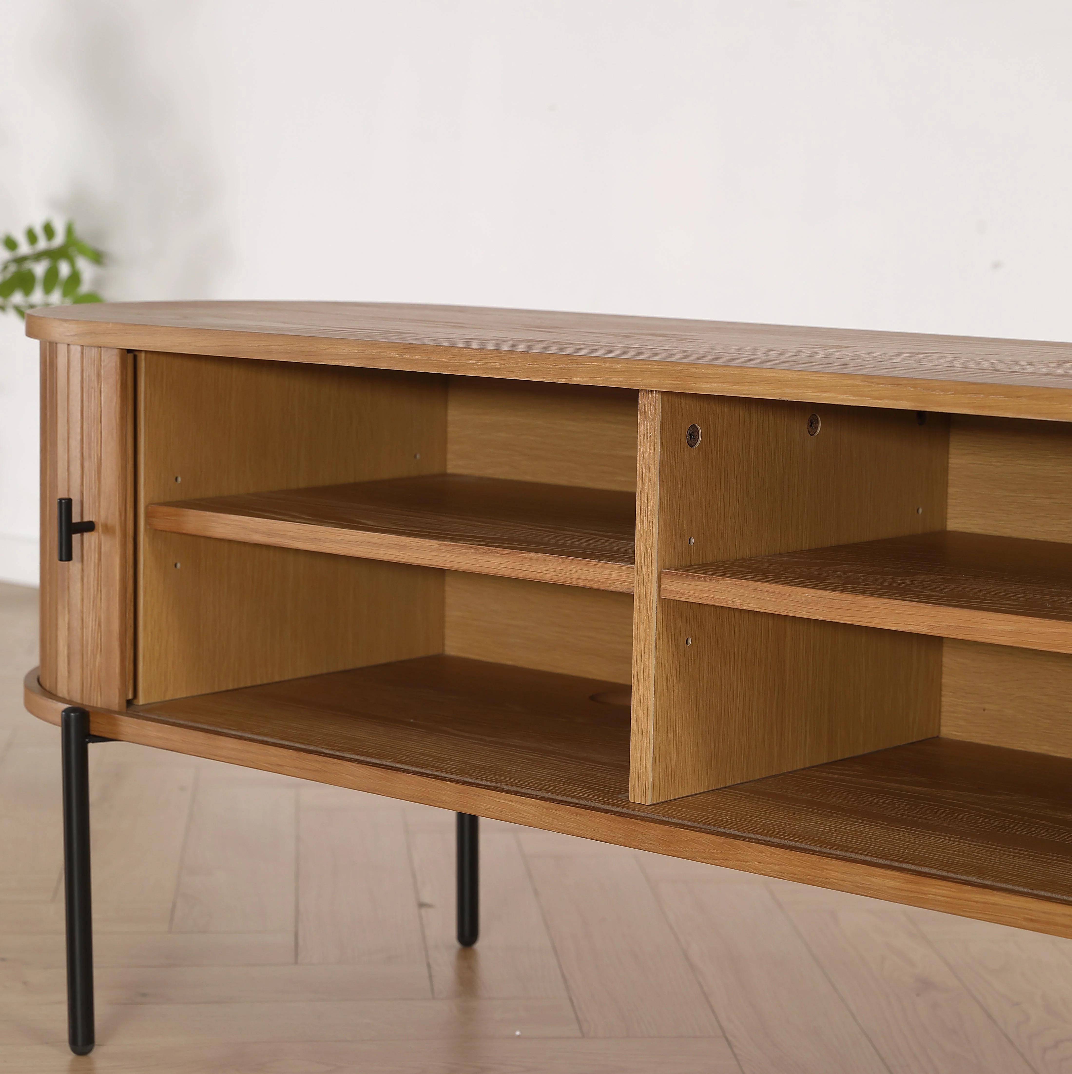 Florence - Tavolino porta TV con lamelle in quercia 138x40x55 cm - Image 5