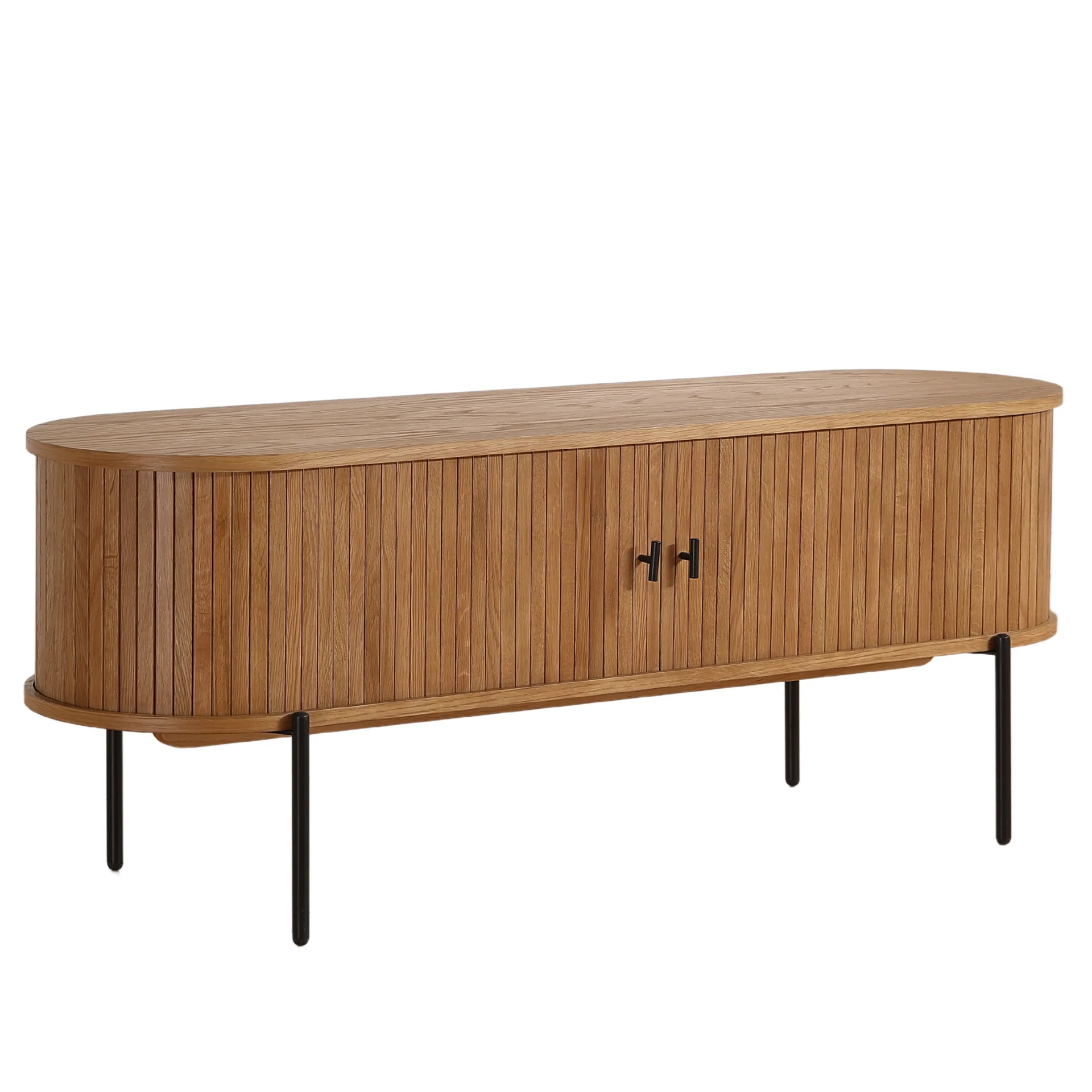 Florence - Tavolino porta TV con lamelle in quercia 138x40x55 cm - Image 8
