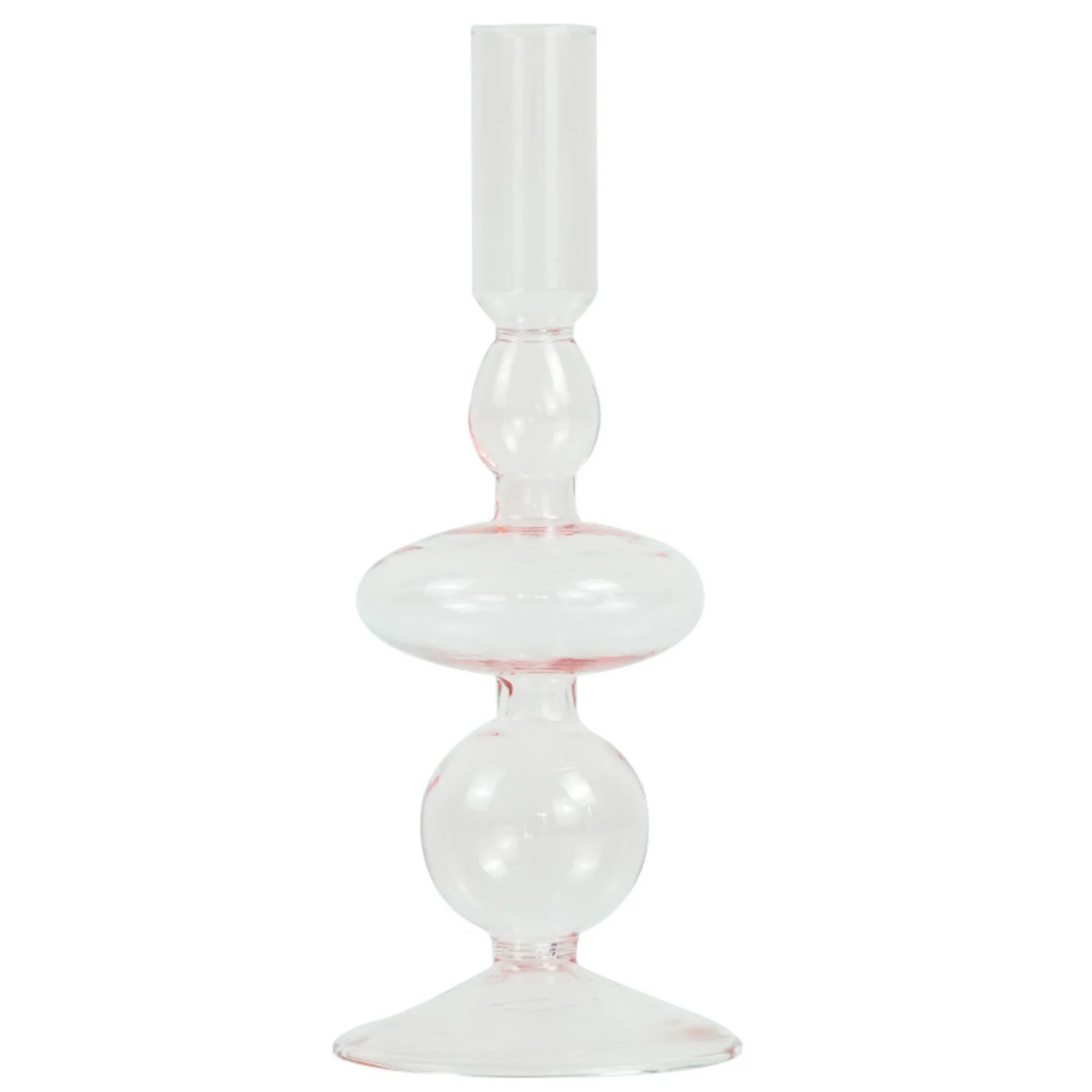 Gracie portacandela in vetro rosa 18 cm