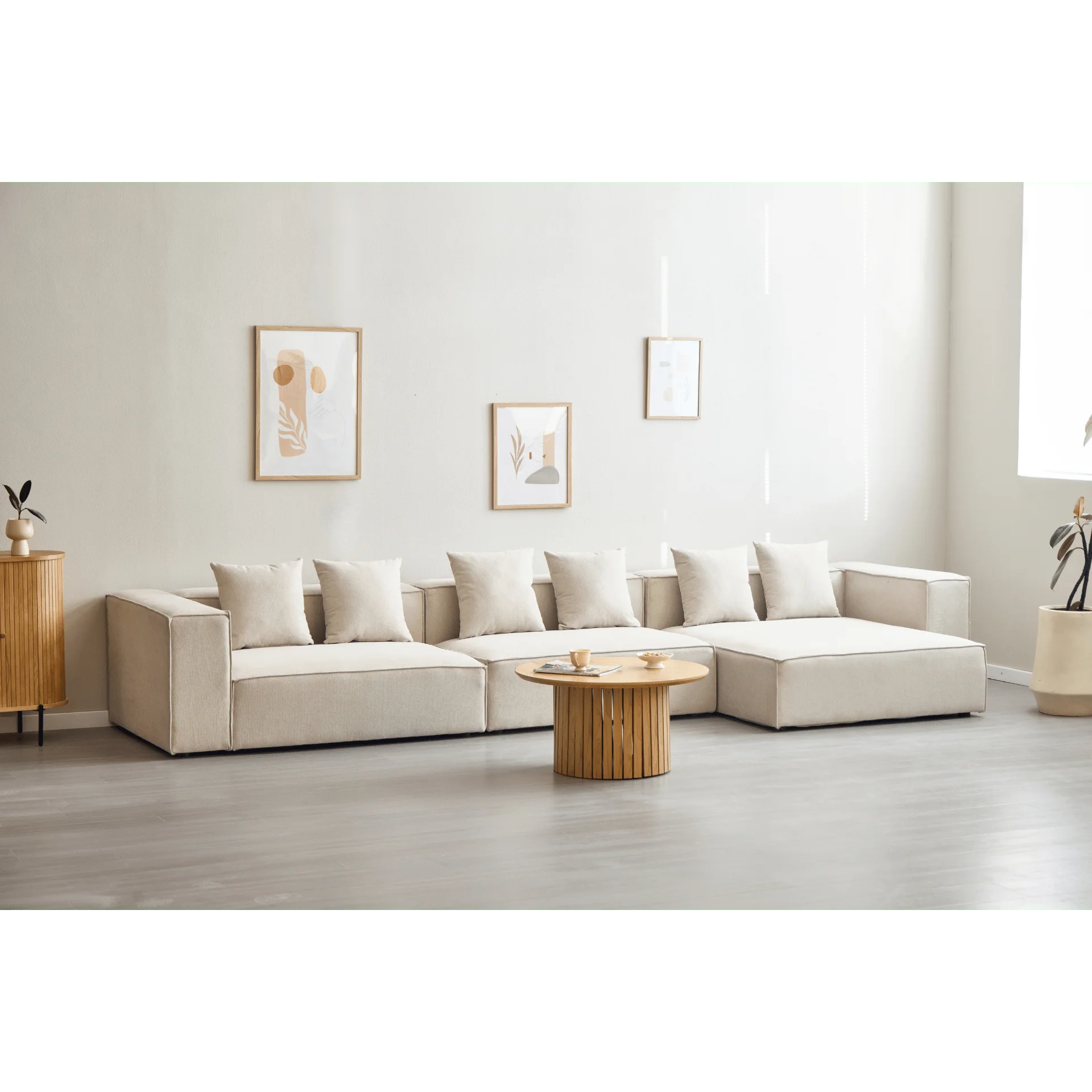 Hailey - Divano Modulare Beige con 3 Moduli L: 415 x P: 100 x H: 65 cm - Image 2