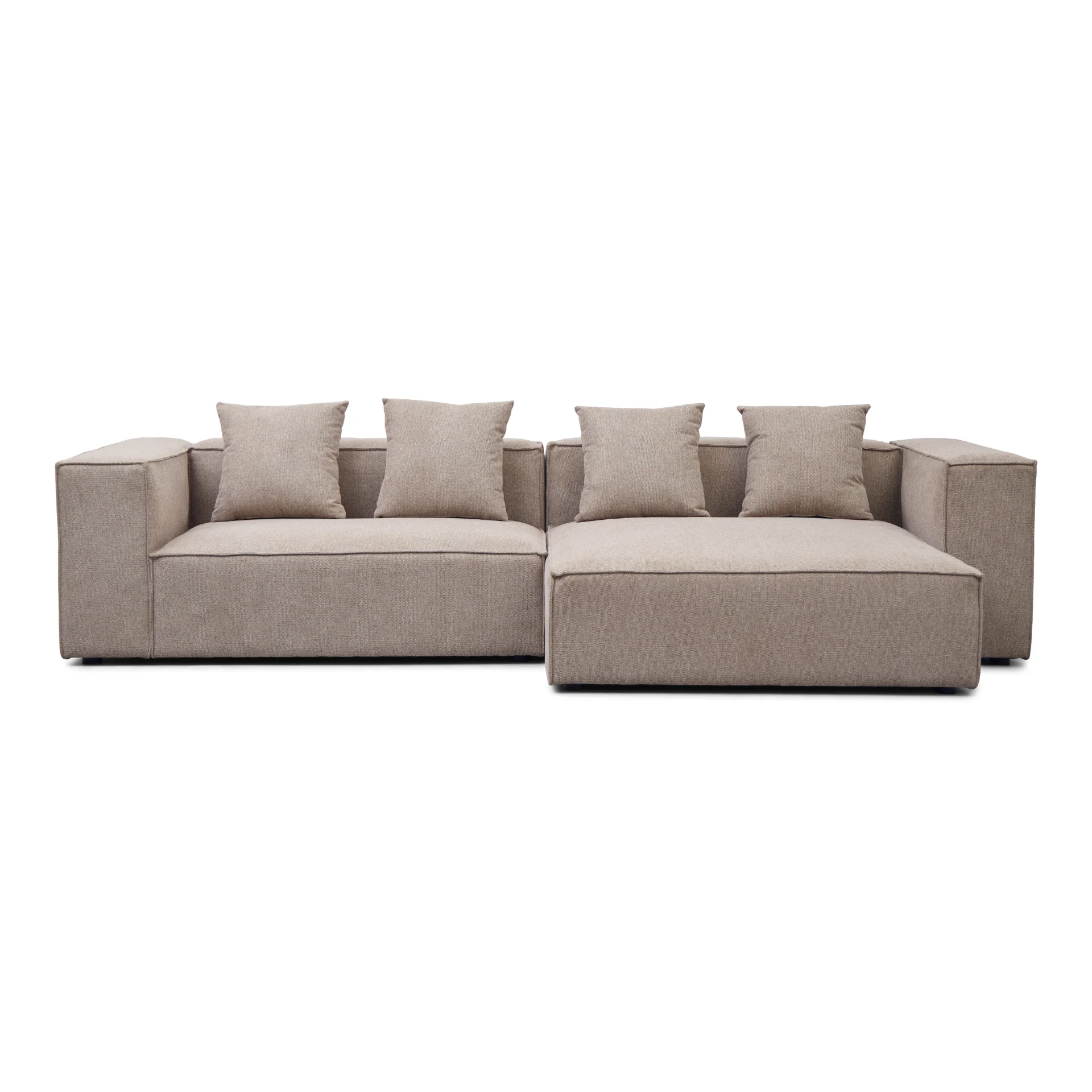 Hailey - Divano modulare con chaise longue destra in sabbia con 2 moduli L: 294 x P: 148 x H: 65 cm