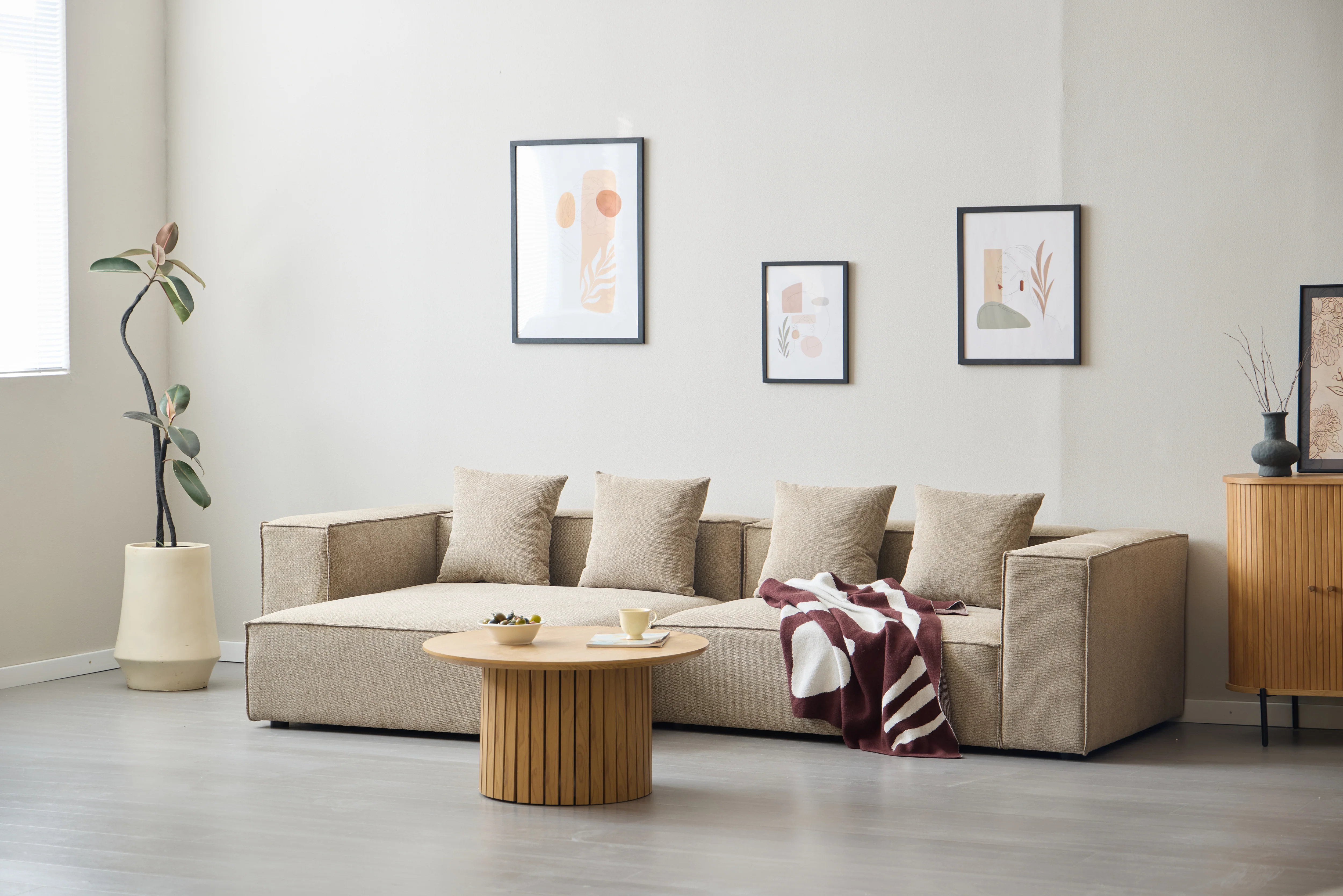 Hailey - Divano modulare con chaise longue destra in sabbia con 3 moduli L: 415 x P: 148 x H: 65 cm - Image 3