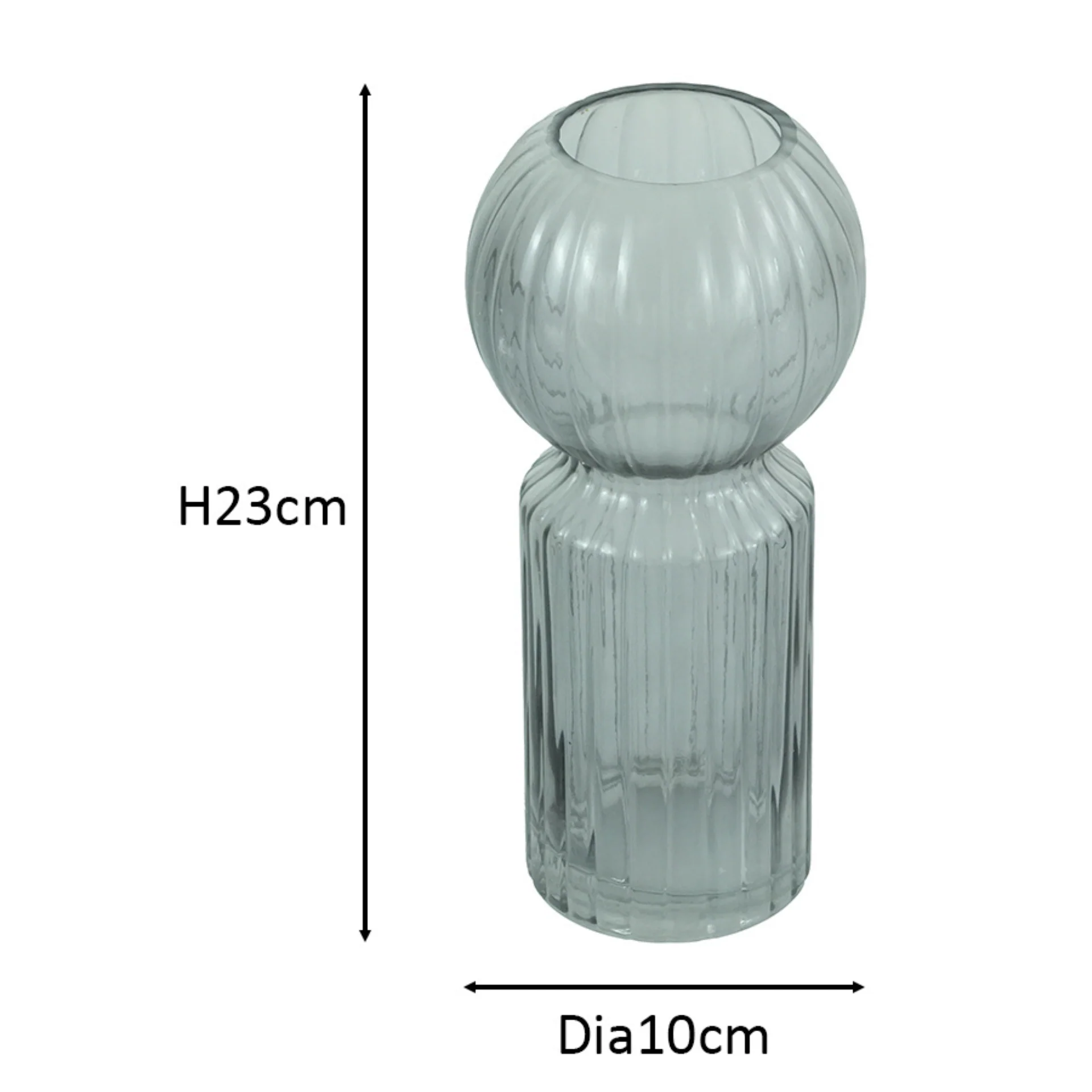 Hera vaso in vetro grigio 23 cm - Image 4