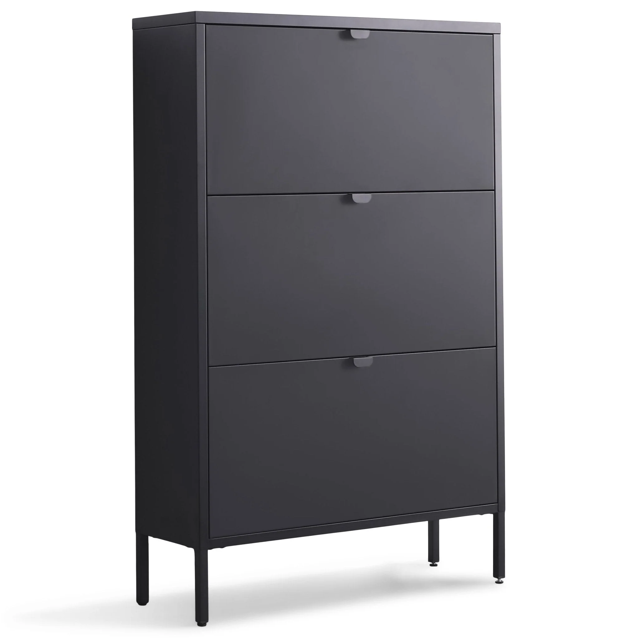 Herman Armadio Scarpe - Metallo Nero con 3 scomparti - 80x26x125 cm