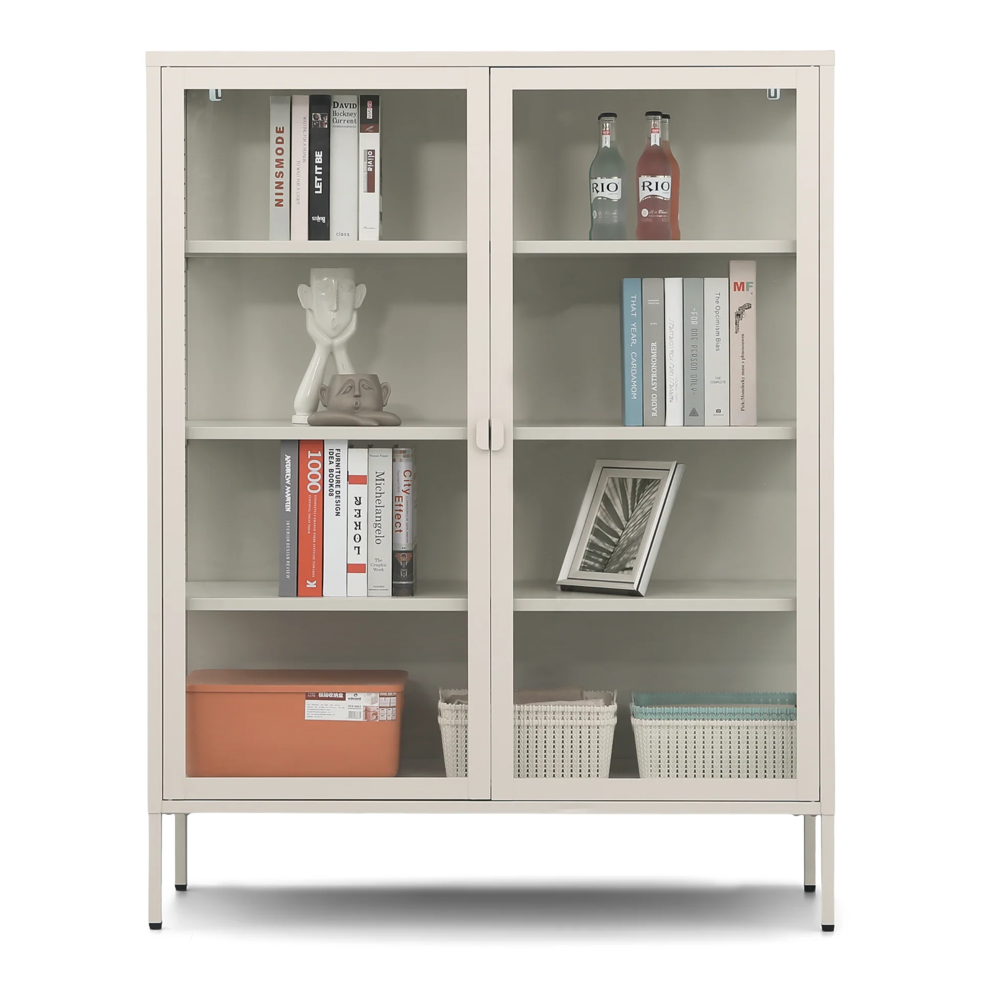 Herman Vetrina - Metallo/beige vetro - 110x40x140 cm - Image 8