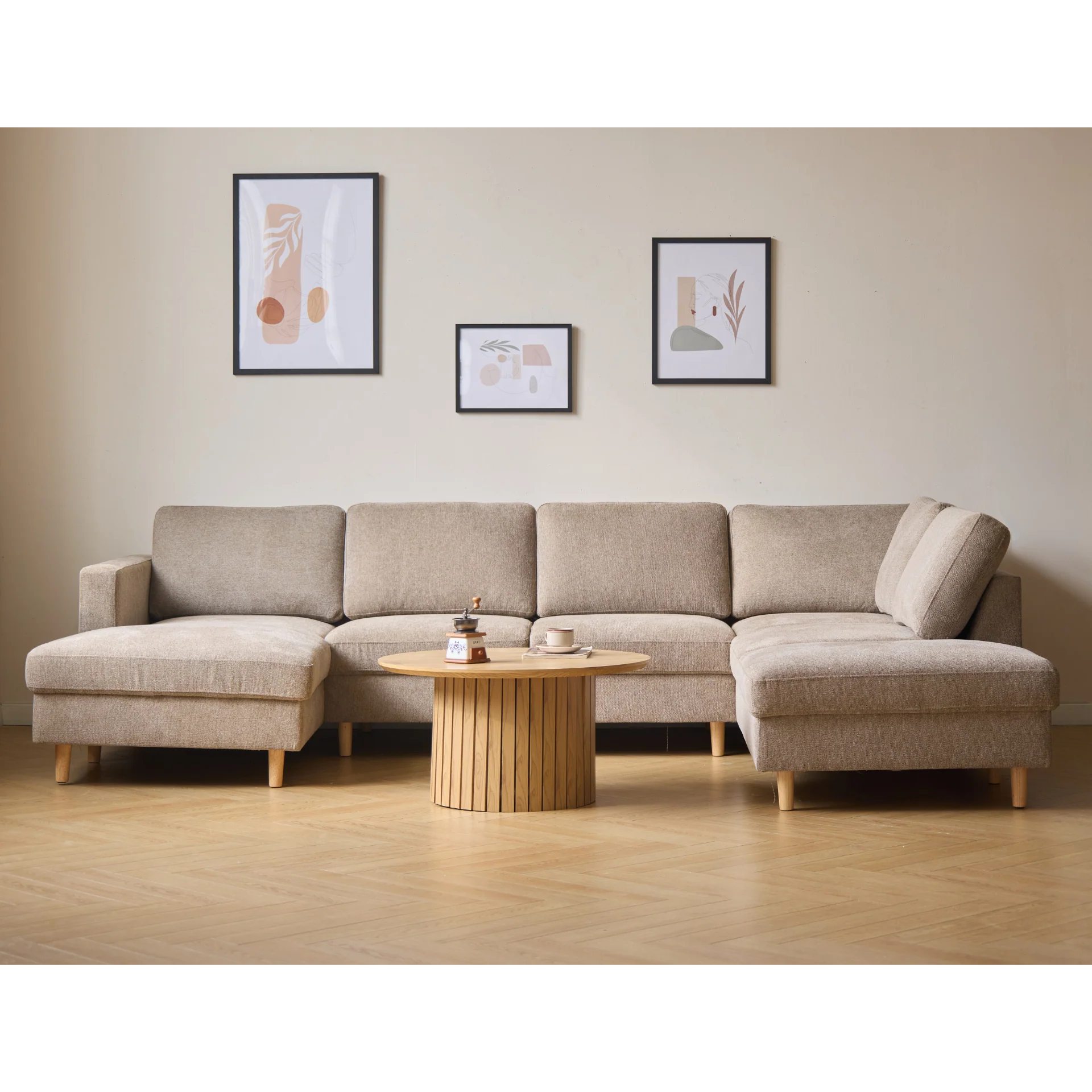 Jennifer - Sofà a U con chaise longue a sinistra in beige - L: 300 x P: 208 x H: 82 cm - Image 7