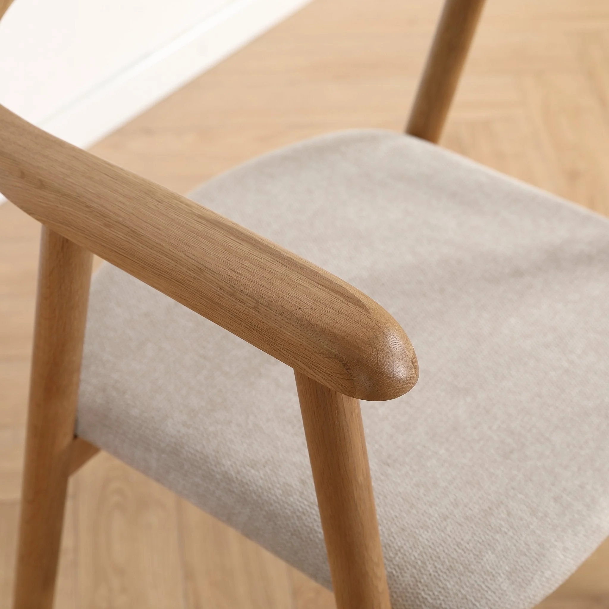 Jocelyn - Sedia da pranzo in rovere con seduta in tessuto beige - Image 6