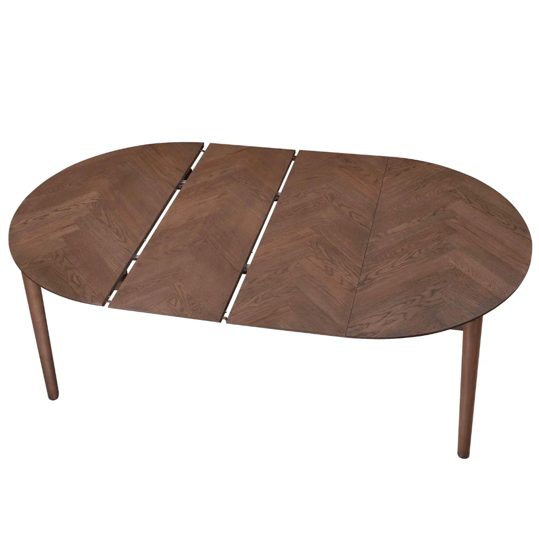 Joshua - Tavolo da pranzo rotondo in impiallacciatura di rovere affumicato con estensione 120/160/200 cm - Include 2 prolunghe - Image 4