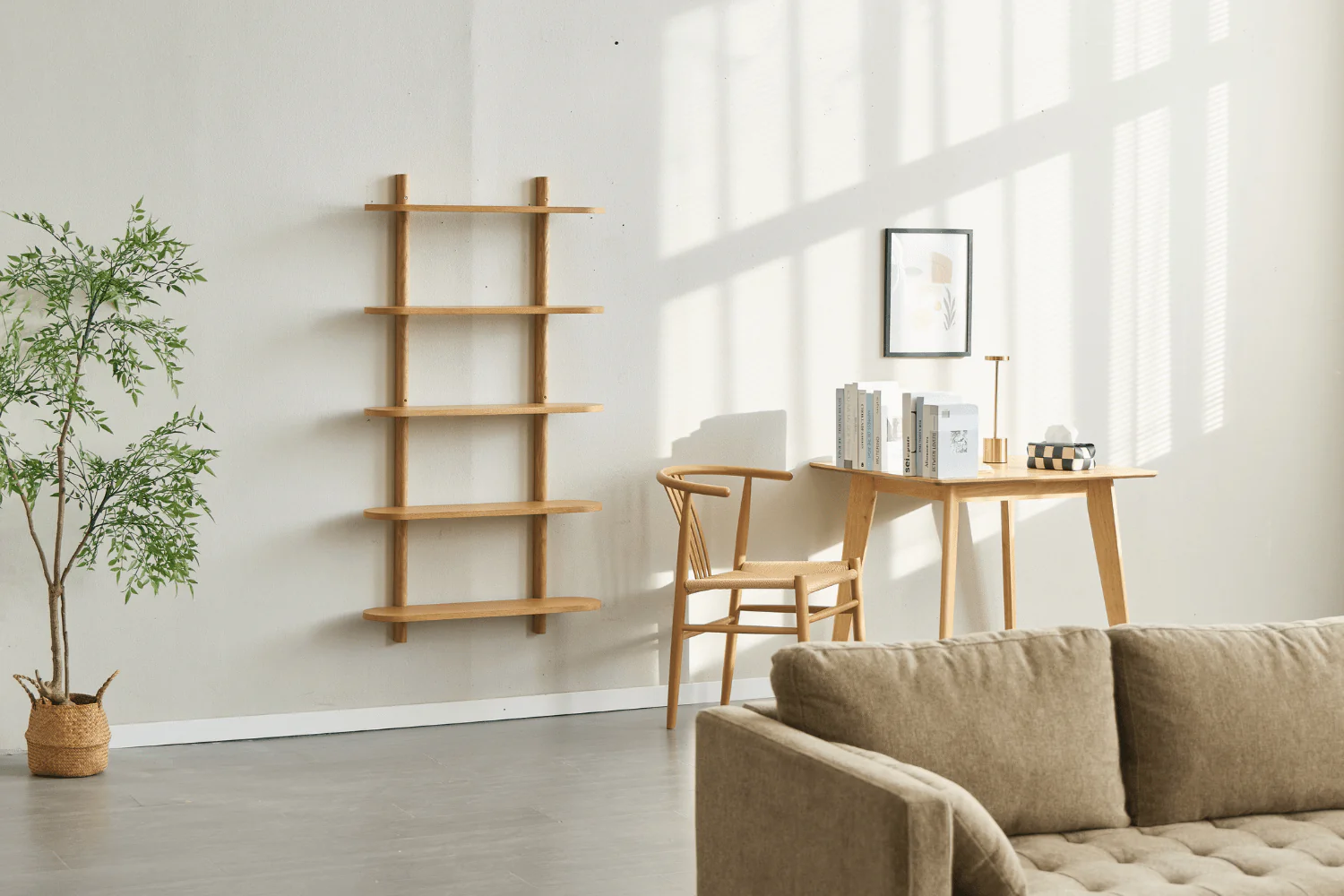 Scaffale da parete in rovere Juliet con 5 ripiani H:140 x L:22 x L:75 cm - Image 3