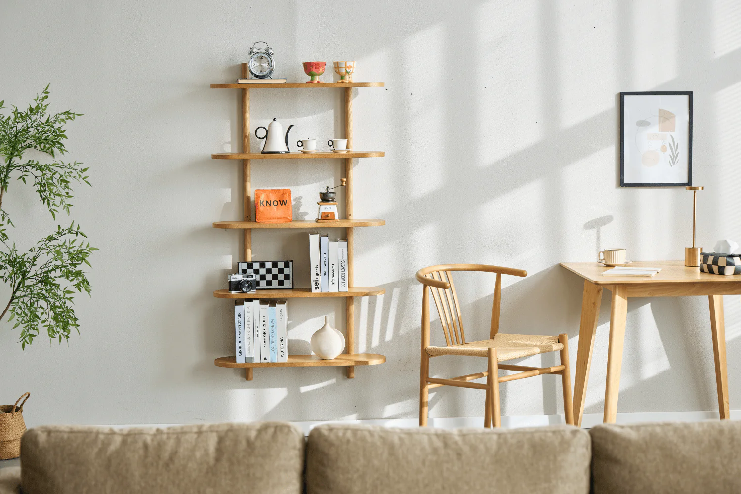 Scaffale da parete in rovere Juliet con 5 ripiani H:140 x L:22 x L:75 cm - Image 7