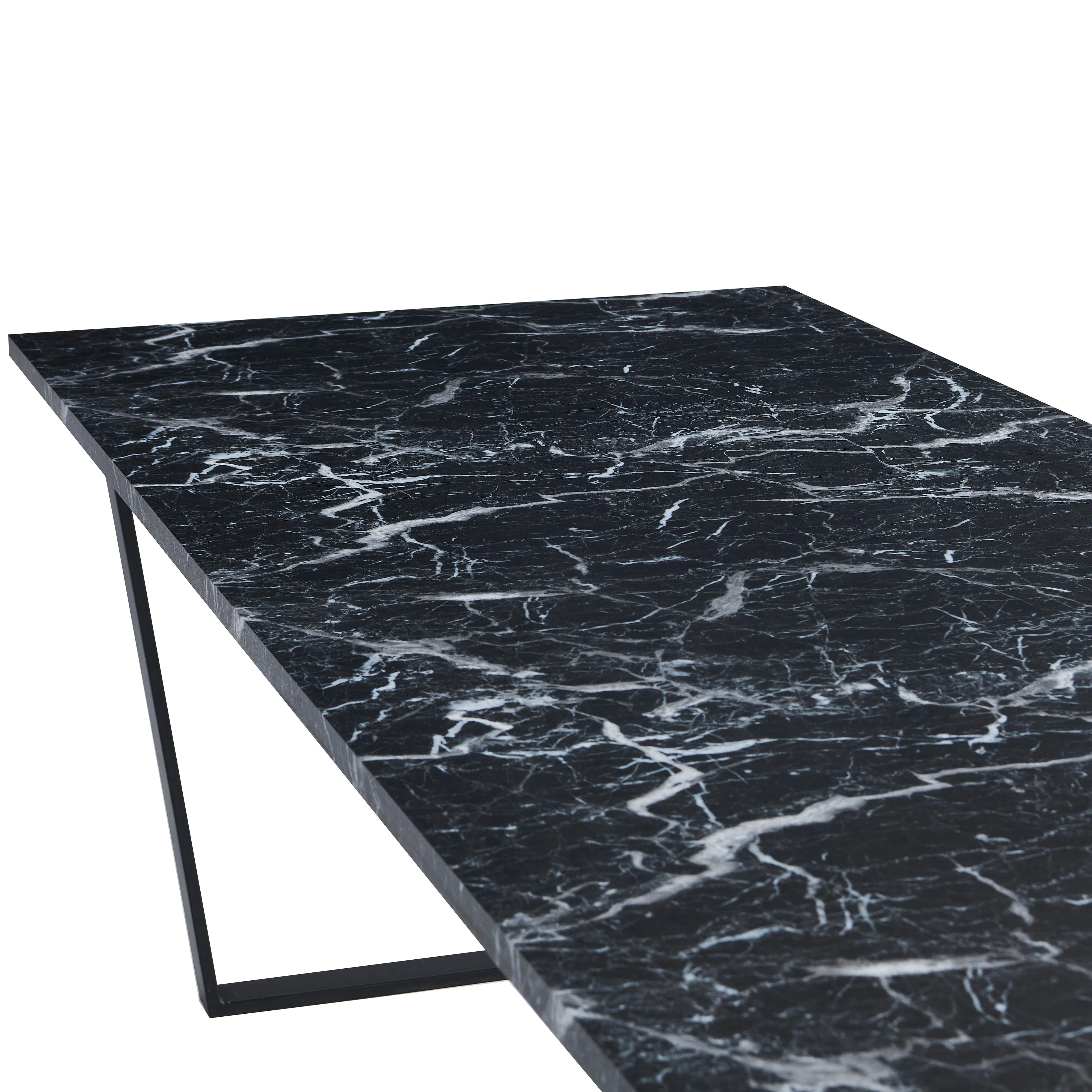 Karl tavolo da pranzo in nero opaco con effetto marmo - 210 x 90 cm - Image 4