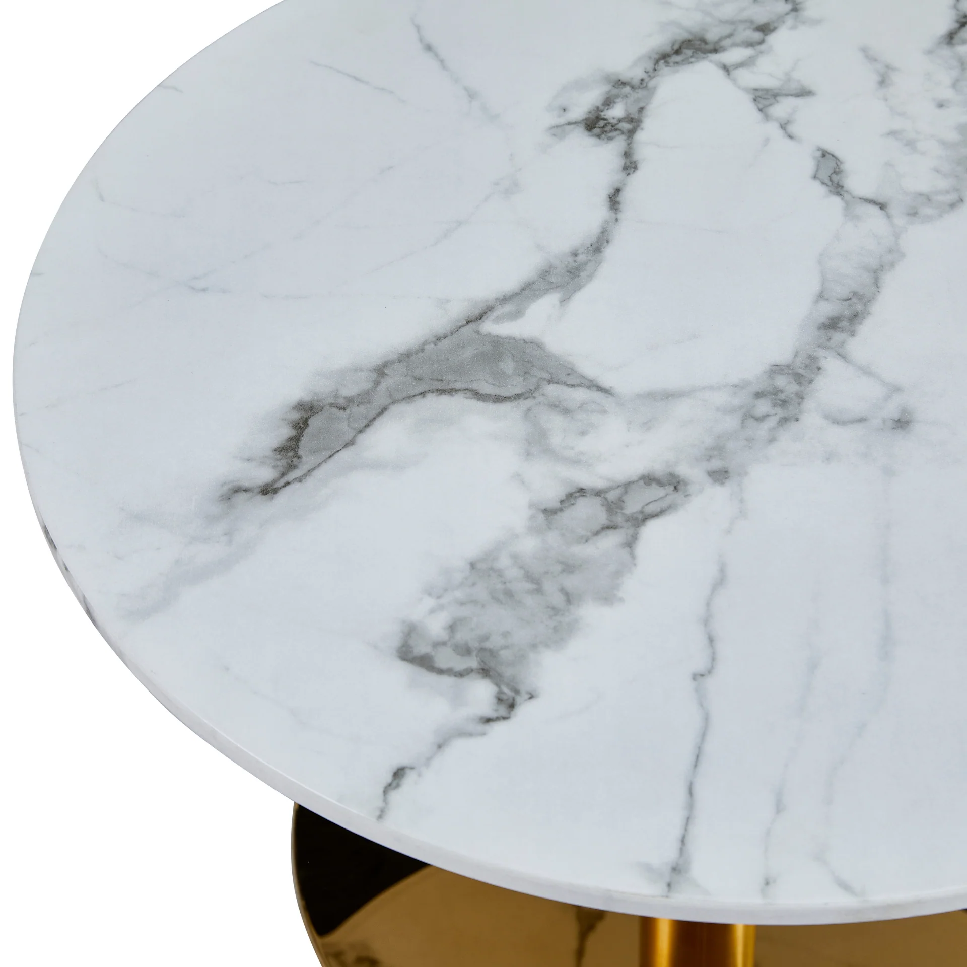 Lazio - Tavolino rotondo in marmo bianco con finiture in oro/ottone, Ø70 cm - Image 5