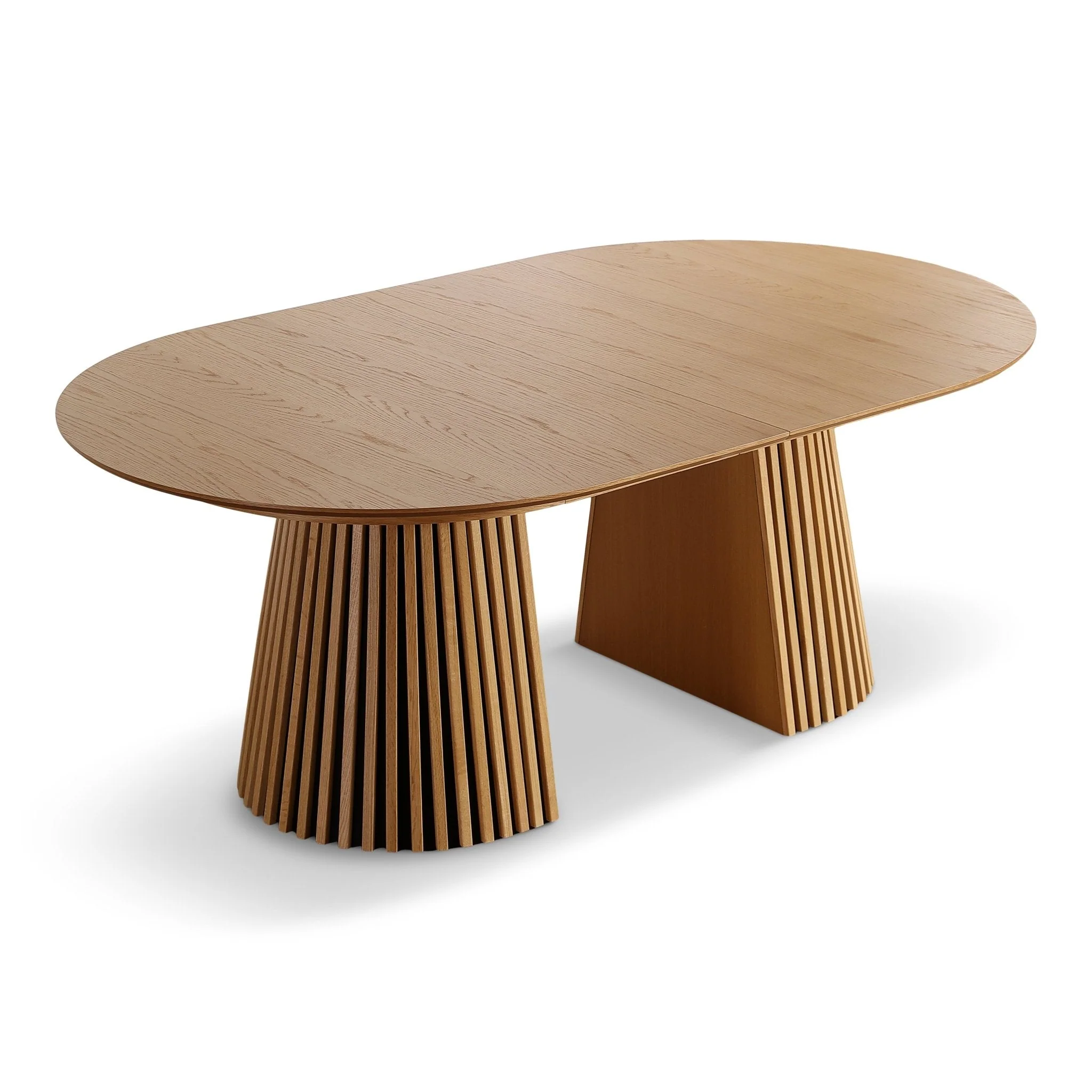 Lewis - Tavolo da pranzo ovale con doghe in impiallacciato rovere allungabile a 200/250/300 cm - 2 prolunghe incluse - Image 7