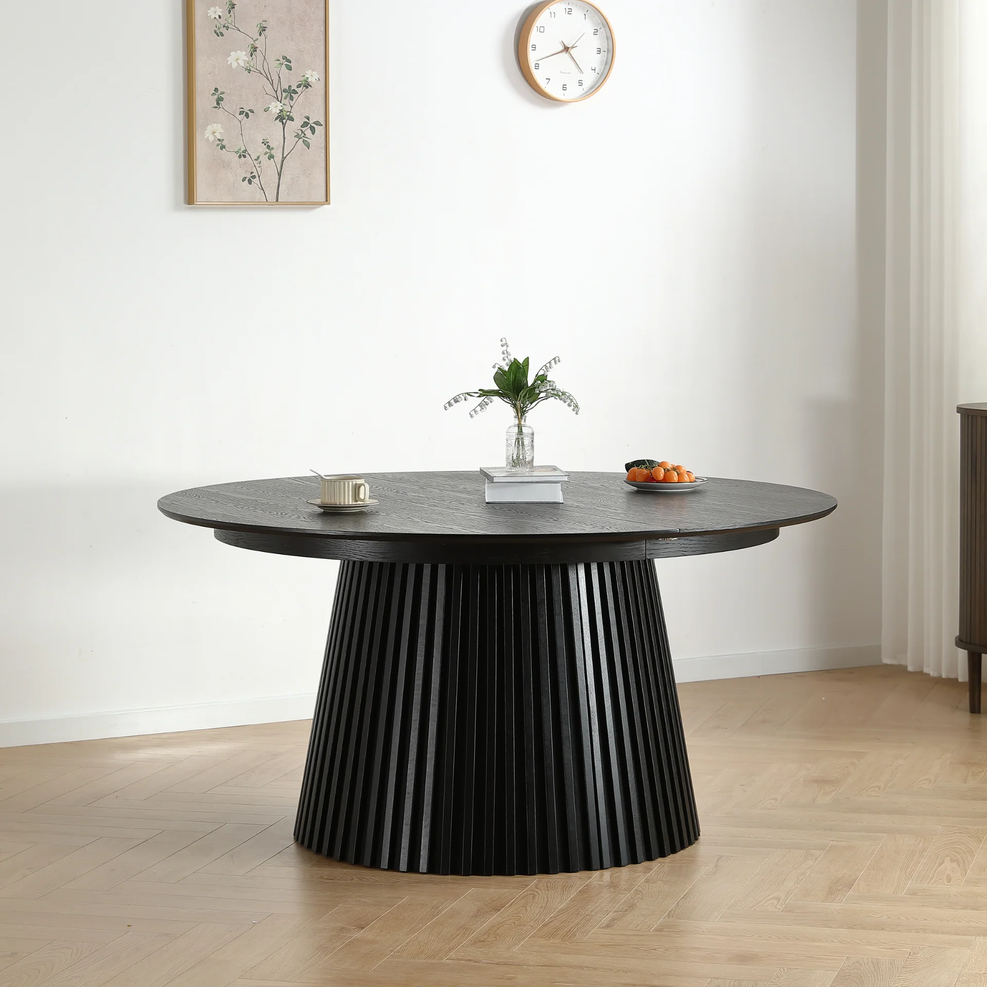 Lewis - Tavolo rotondo da pranzo in legno di quercia nera con allunghe 150/190/230 CM - 2x pannelli aggiuntivi inclusi - Image 3
