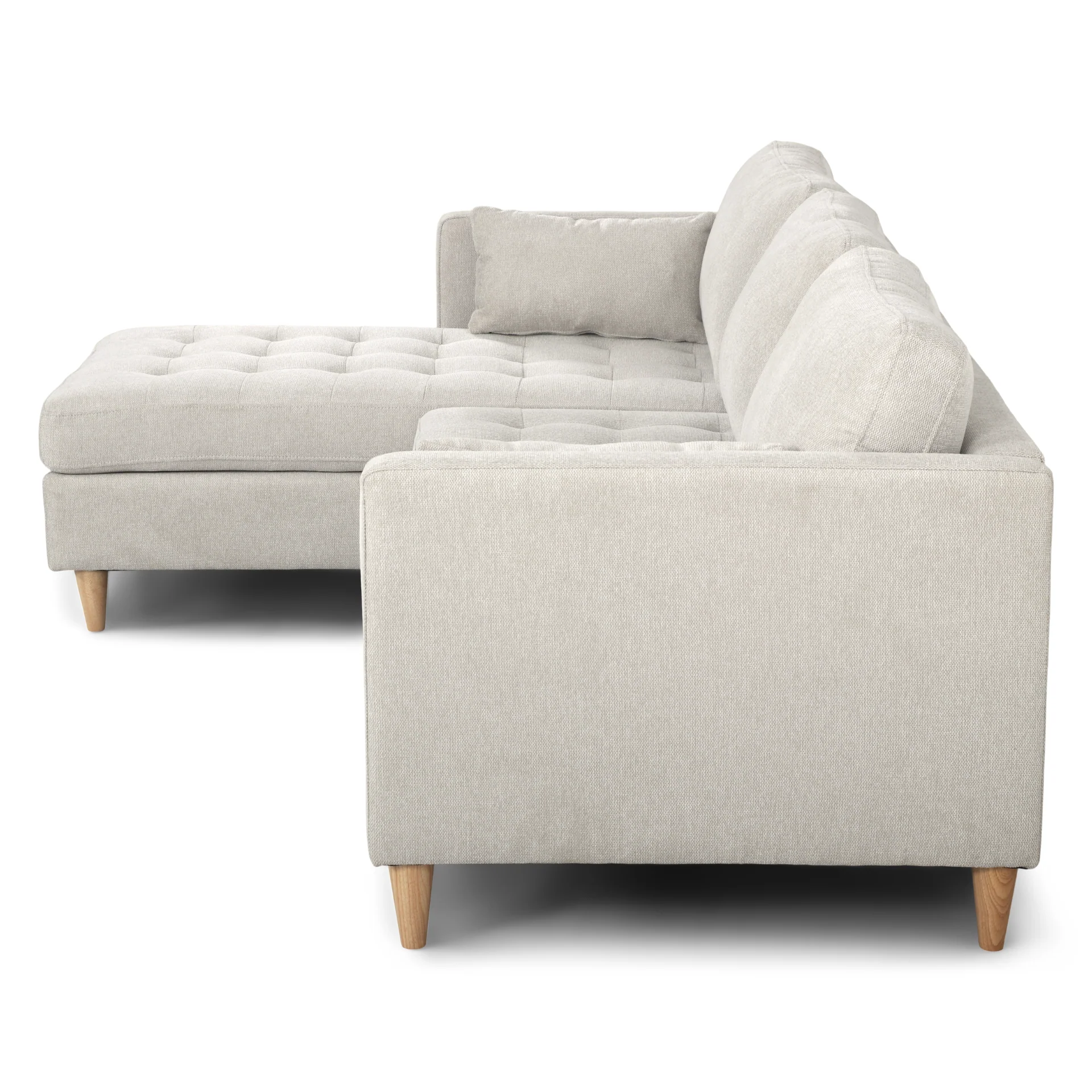 Lulu - Divano chaise longue reversibile destra e sinistra color beige chiaro - L: 215 x P: 82 x H: 78 cm - Image 8