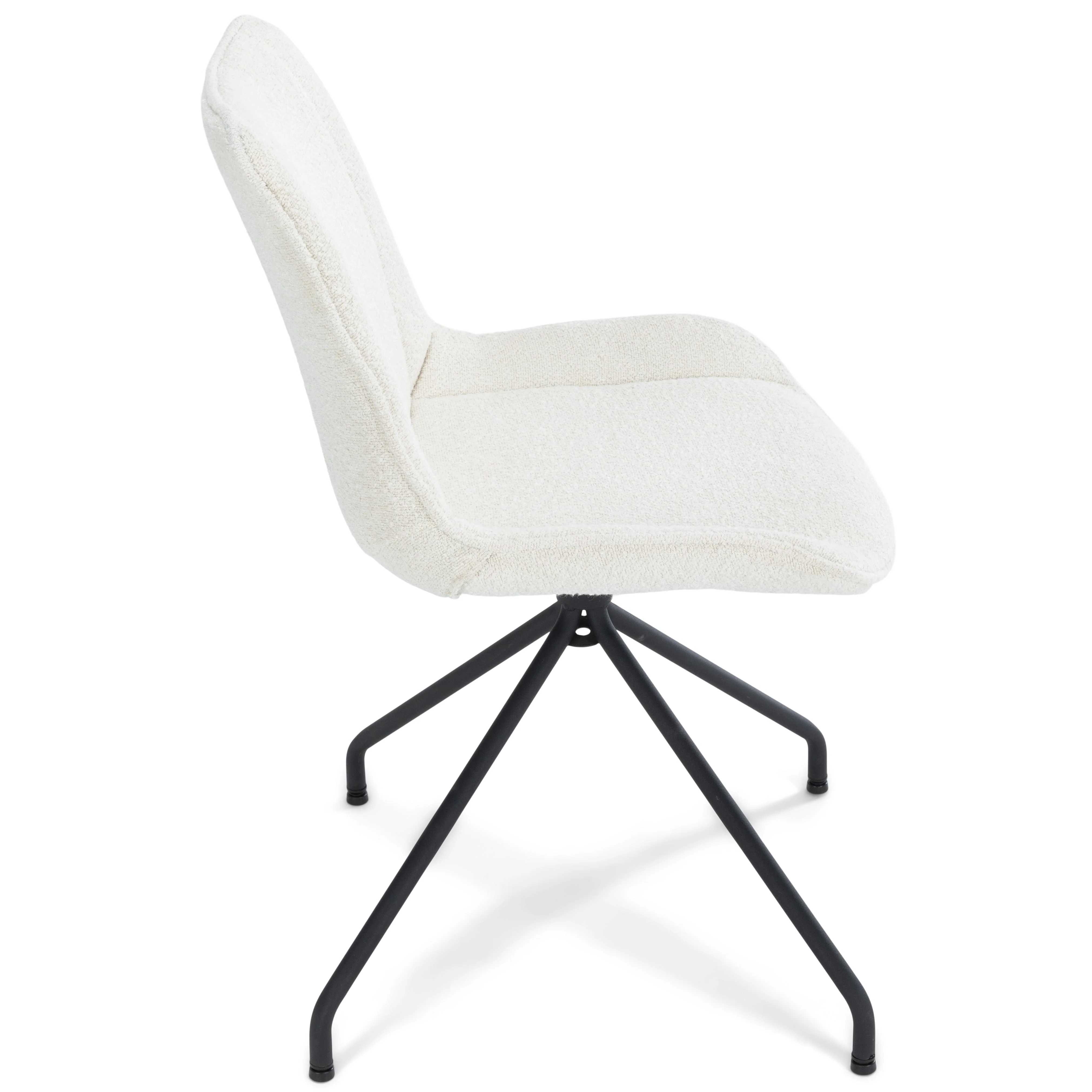 Maja - Sedia da pranzo in bouclé bianco con funzione girevole a 360 gradi - Image 3