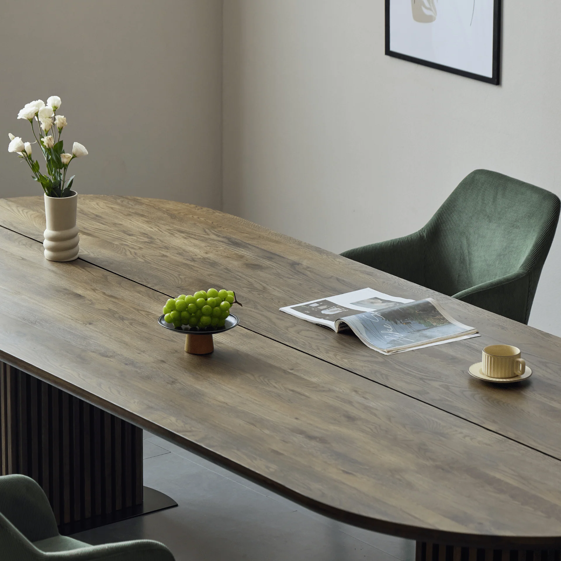 Matteo - Tavolo Plank con base a doghe in rovere massiccio affumicato 240x120x77 cm - Image 6