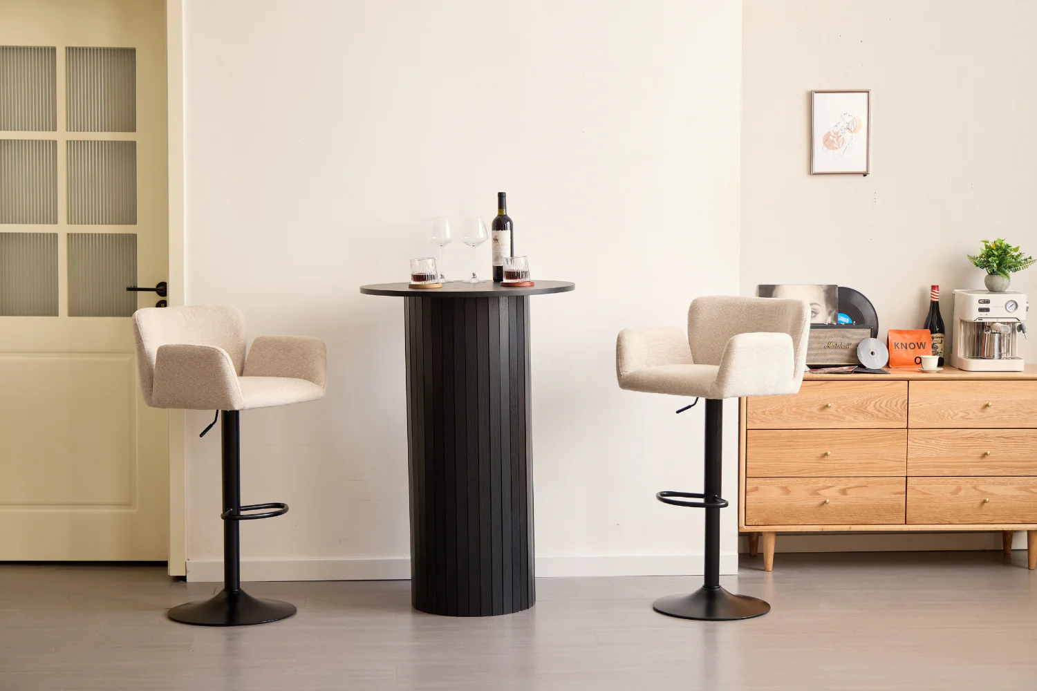 Sgabello Melody - tessuto beige con altezza regolabile e funzione girevole - Image 2