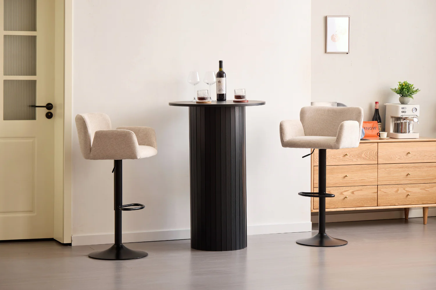 Sgabello Melody - tessuto beige con altezza regolabile e funzione girevole - Image 3