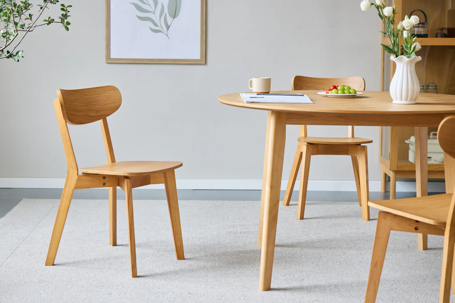 Miles - Tavolo da pranzo rotondo Ø120 cm impiallacciato in rovere oliato con motivo a spina di pesce - Image 13