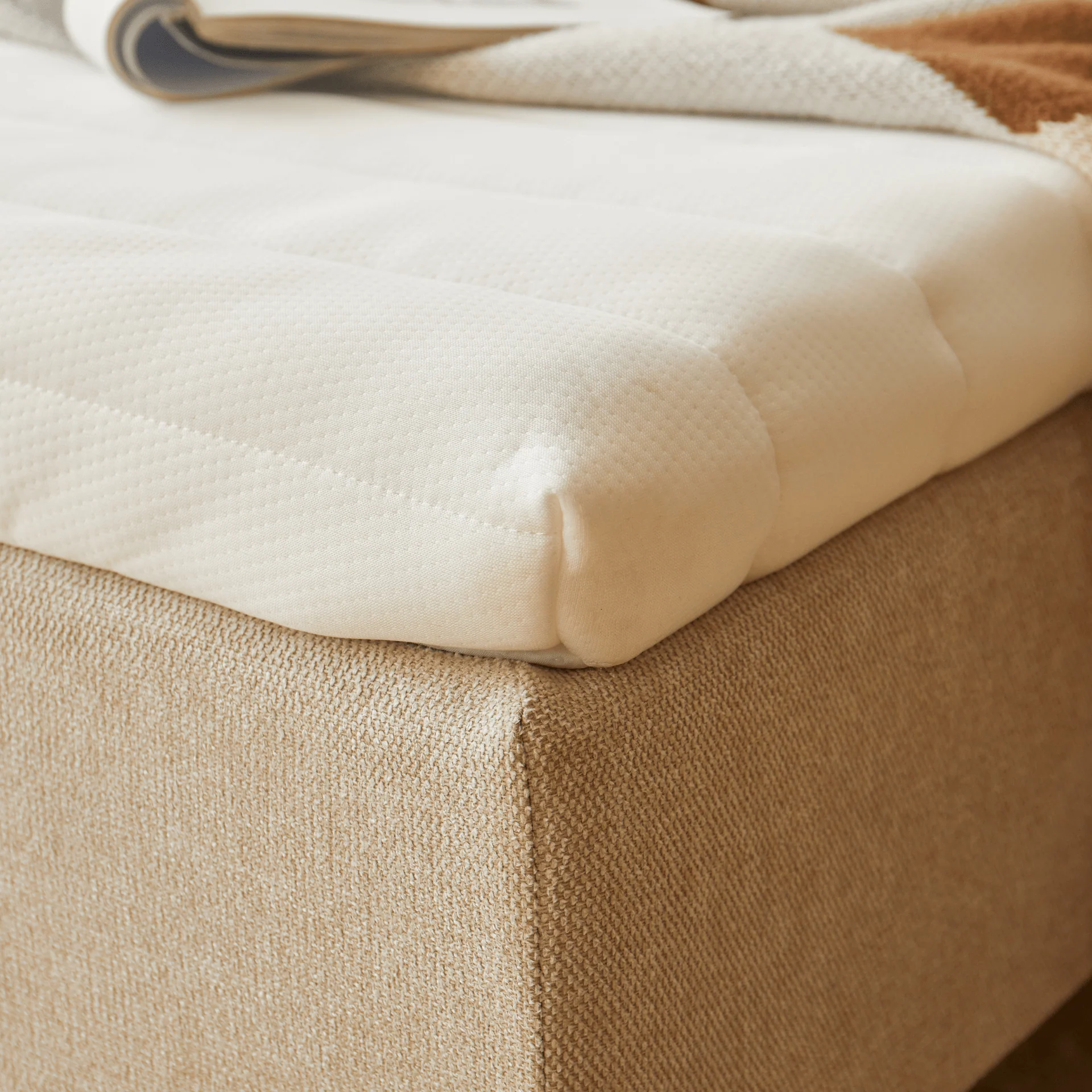 Premium base letto in beige 180x200 cm con topper in memory foam da 7 cm escl. gambe - Image 2