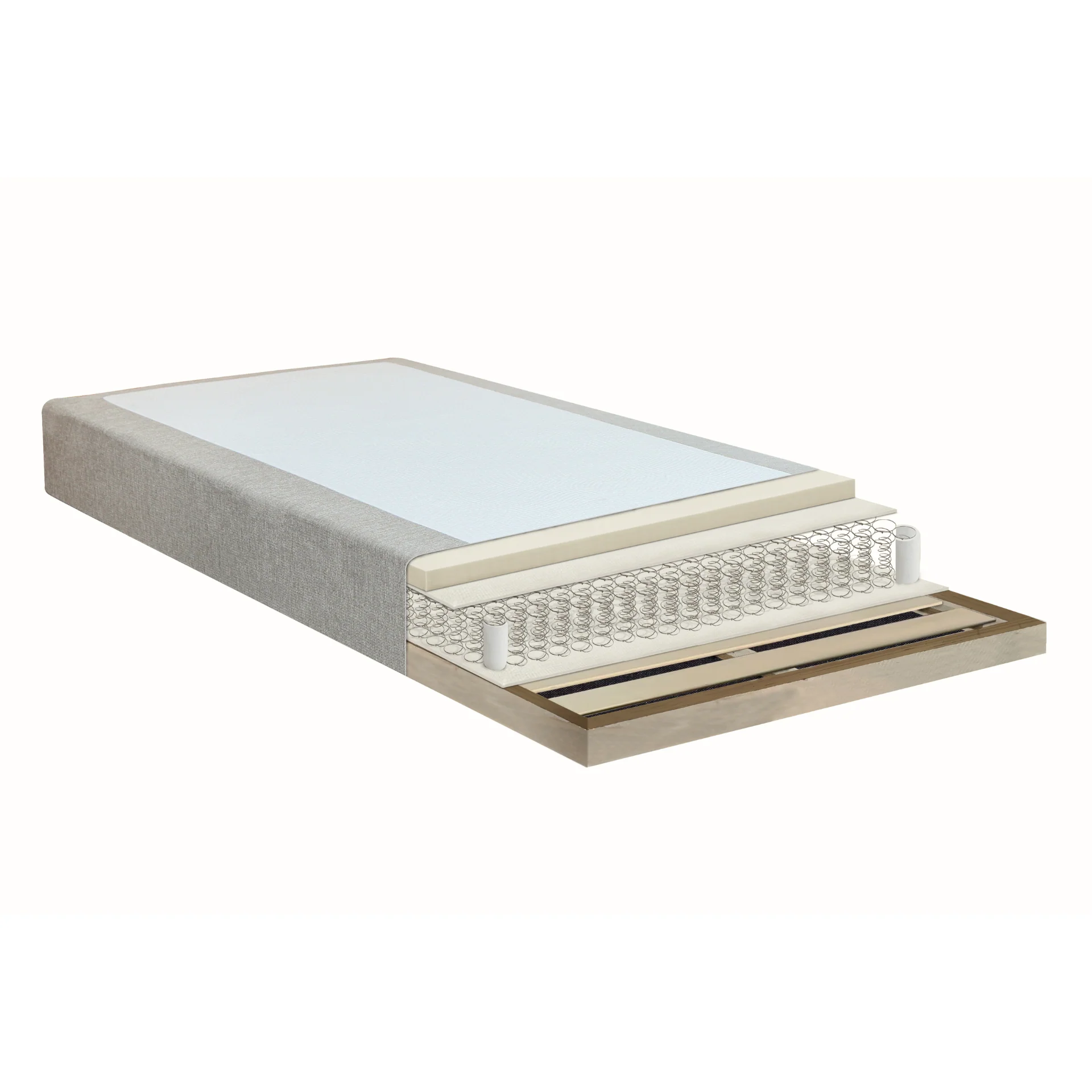 Premium base letto in beige 180x200 cm con topper in memory foam da 7 cm escl. gambe - Image 4