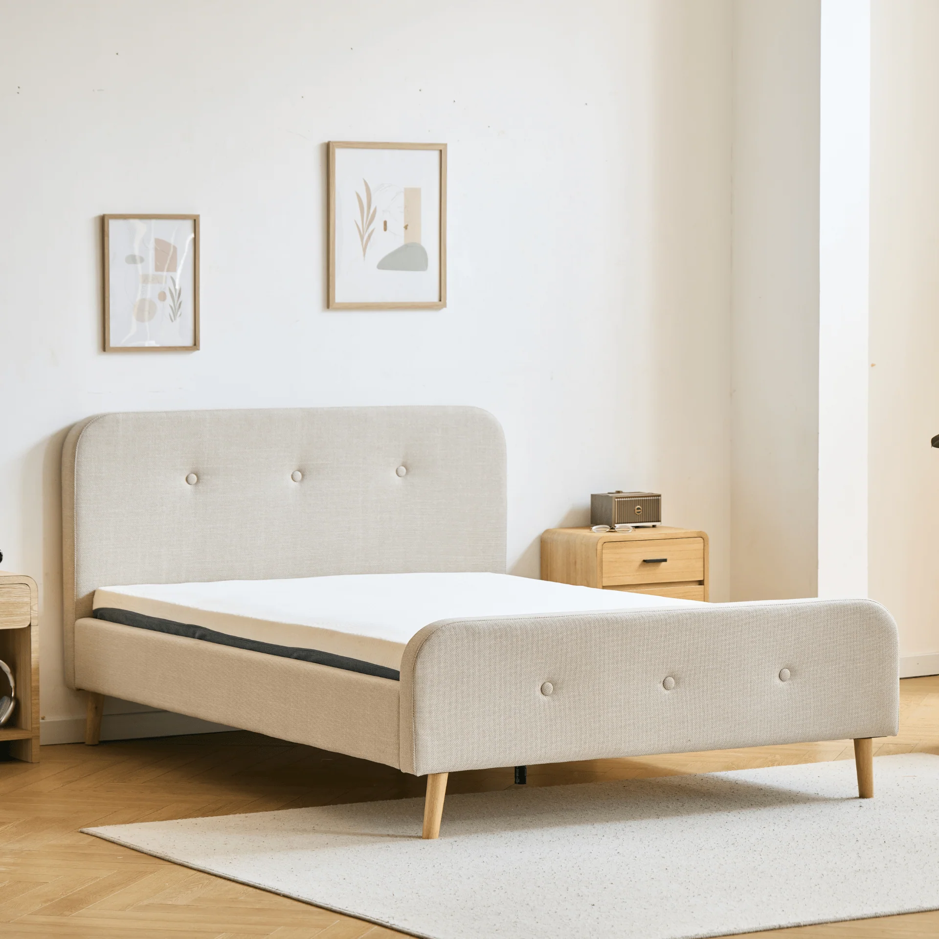 Letto cristiano Premium in beige 140x200 cm con doghe e materassi inclusi - Image 2