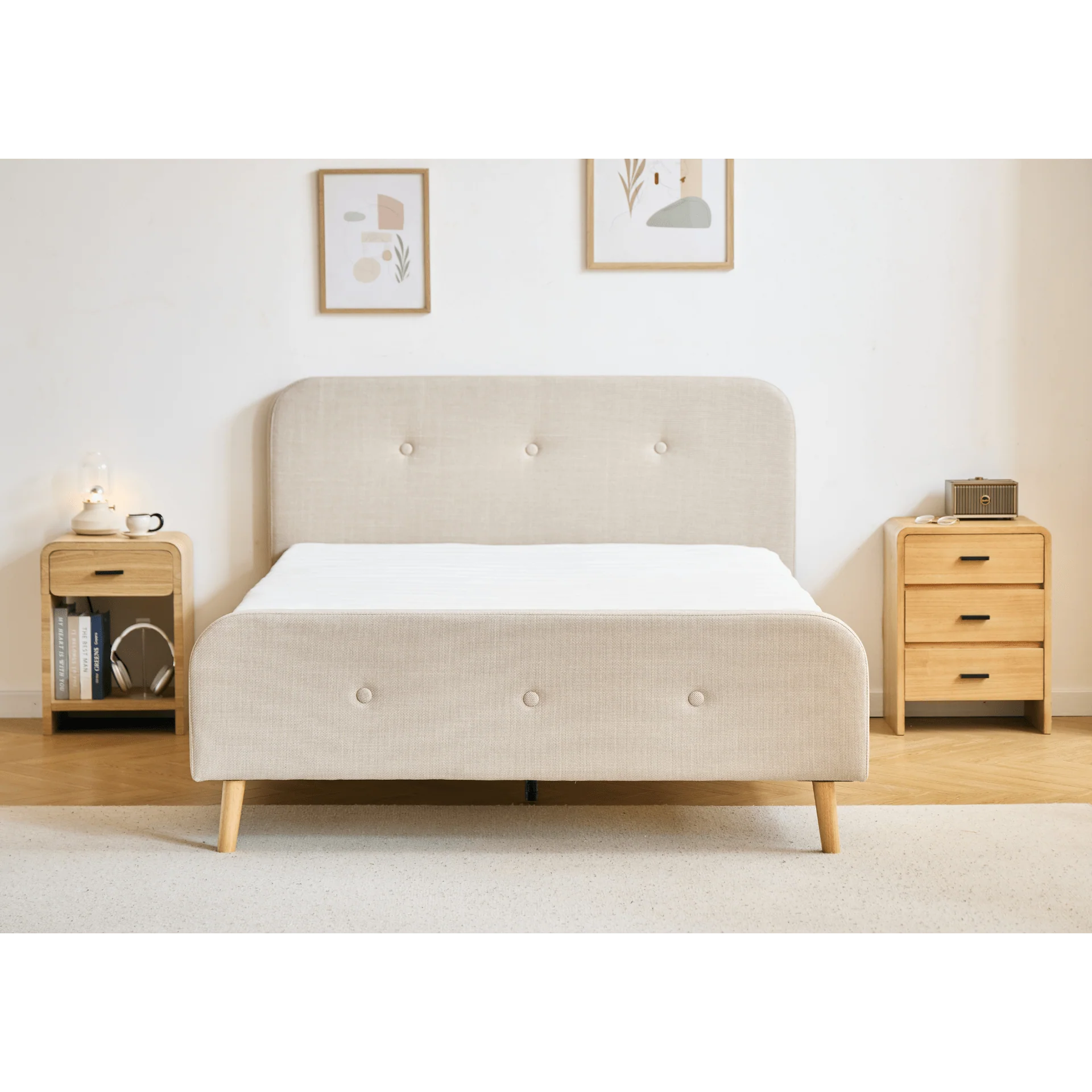 Letto cristiano Premium in beige 180x200 cm con doghe e materassi inclusi - Image 3