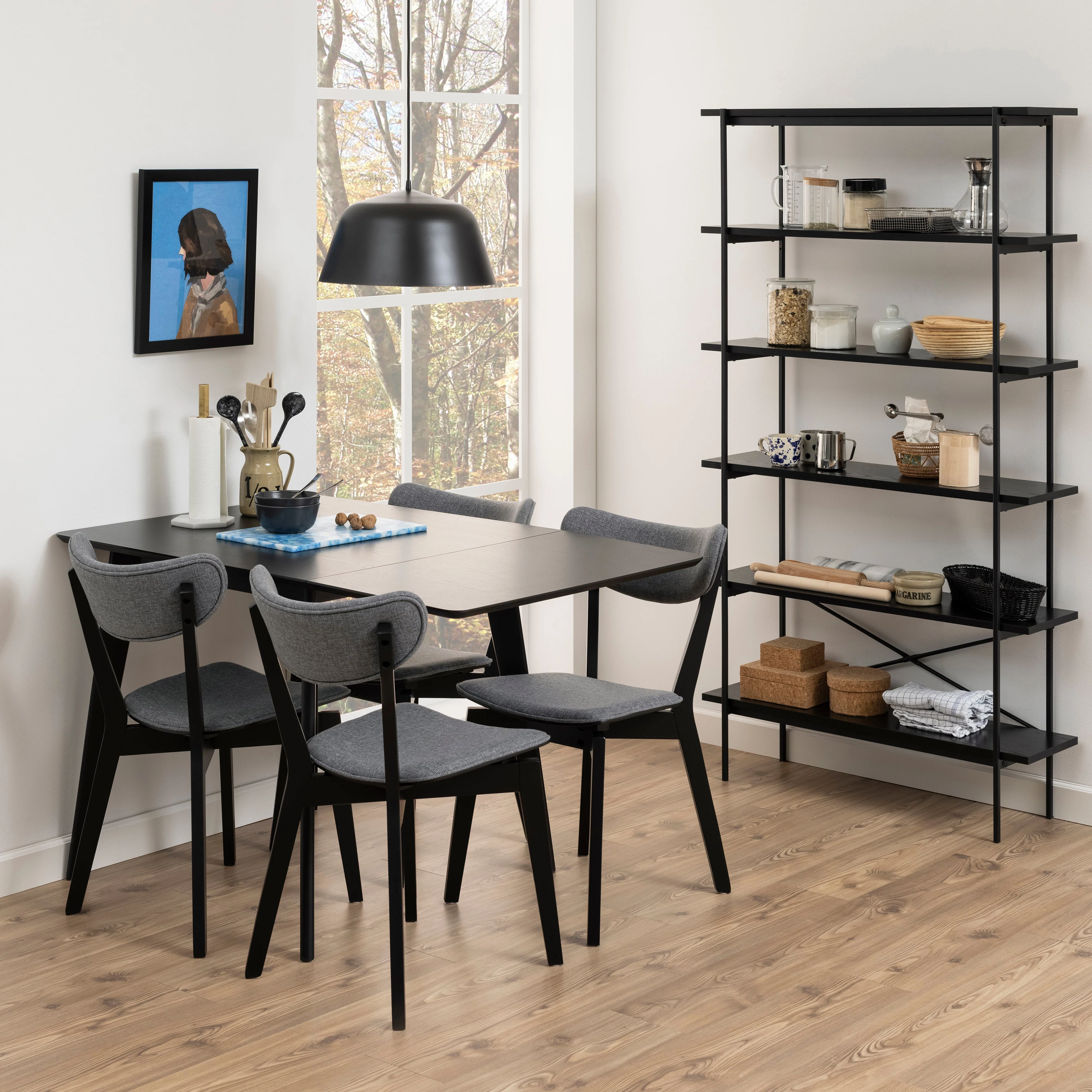Rickie - Tavolo allungabile pieghevole in laminato rovere laccato nero - 80/120 x 80 cm - Image 2
