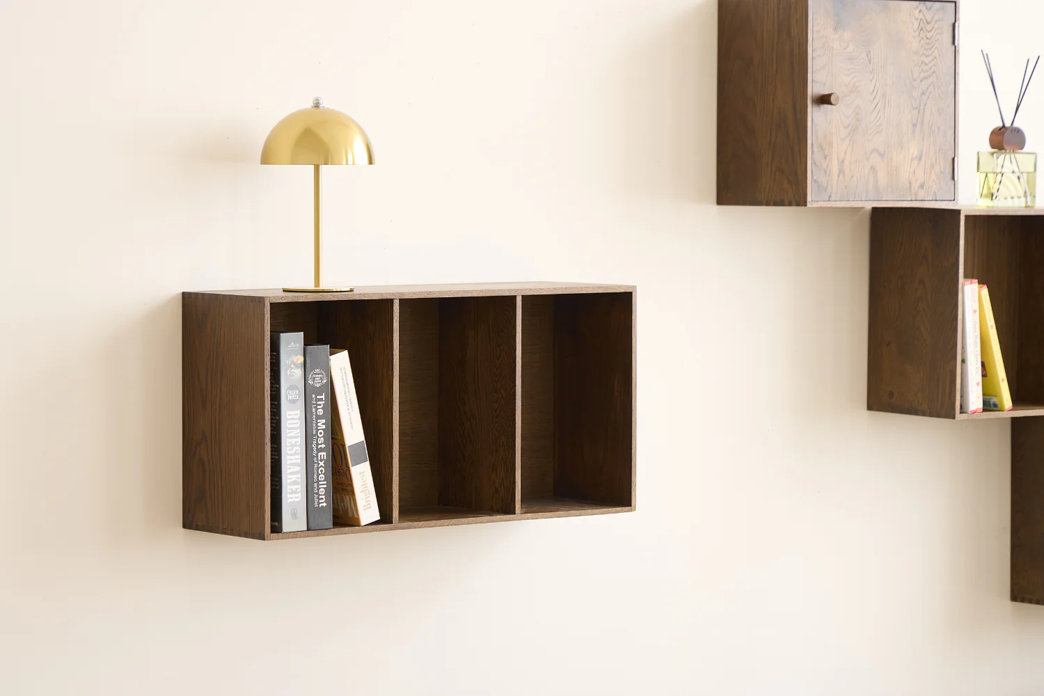 Rumi Scaffale a muro con tre scomparti 33x20x66 cm rovere fumé incl. staffe a muro - Image 5