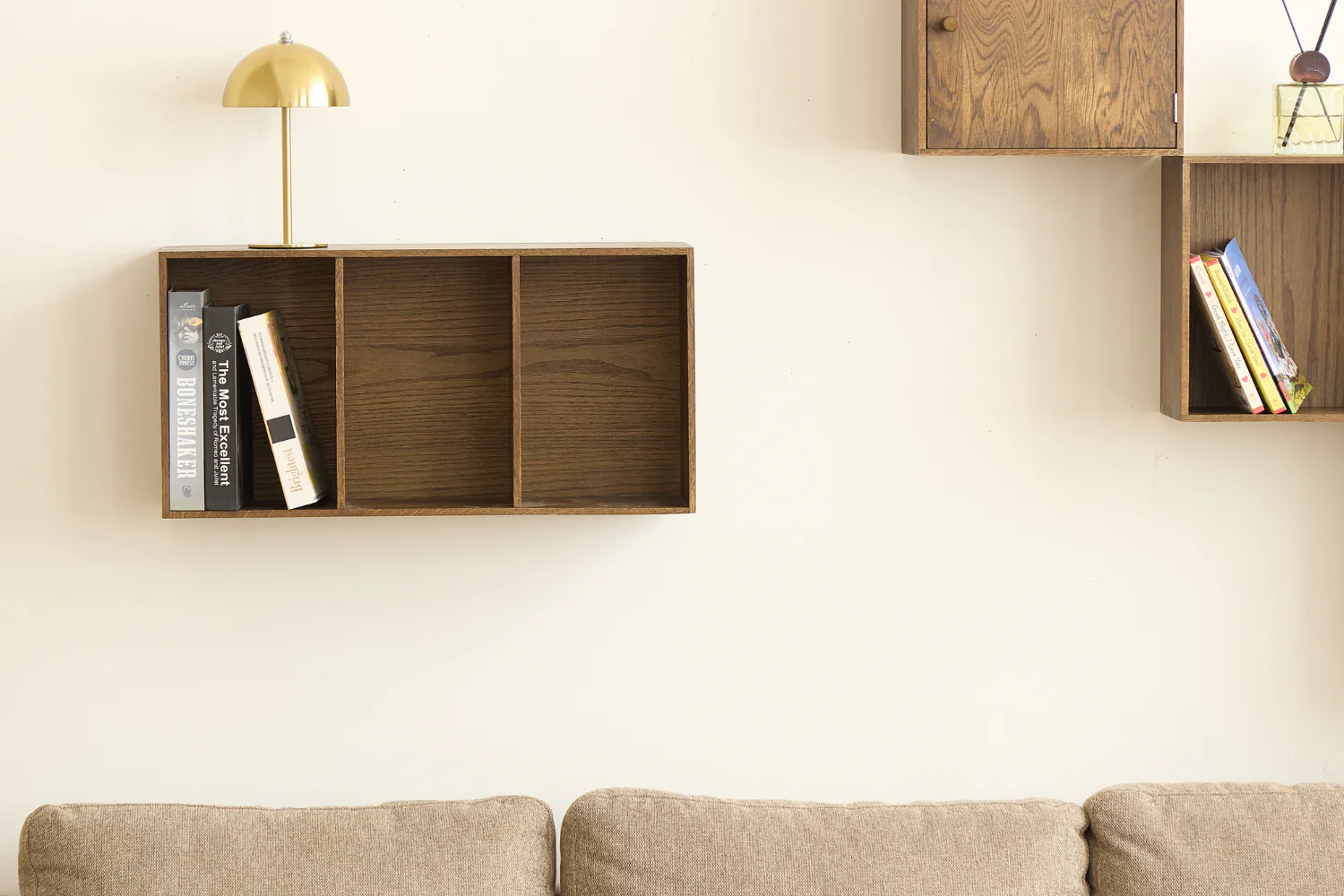 Rumi Scaffale a muro con tre scomparti 33x20x66 cm rovere fumé incl. staffe a muro - Image 6